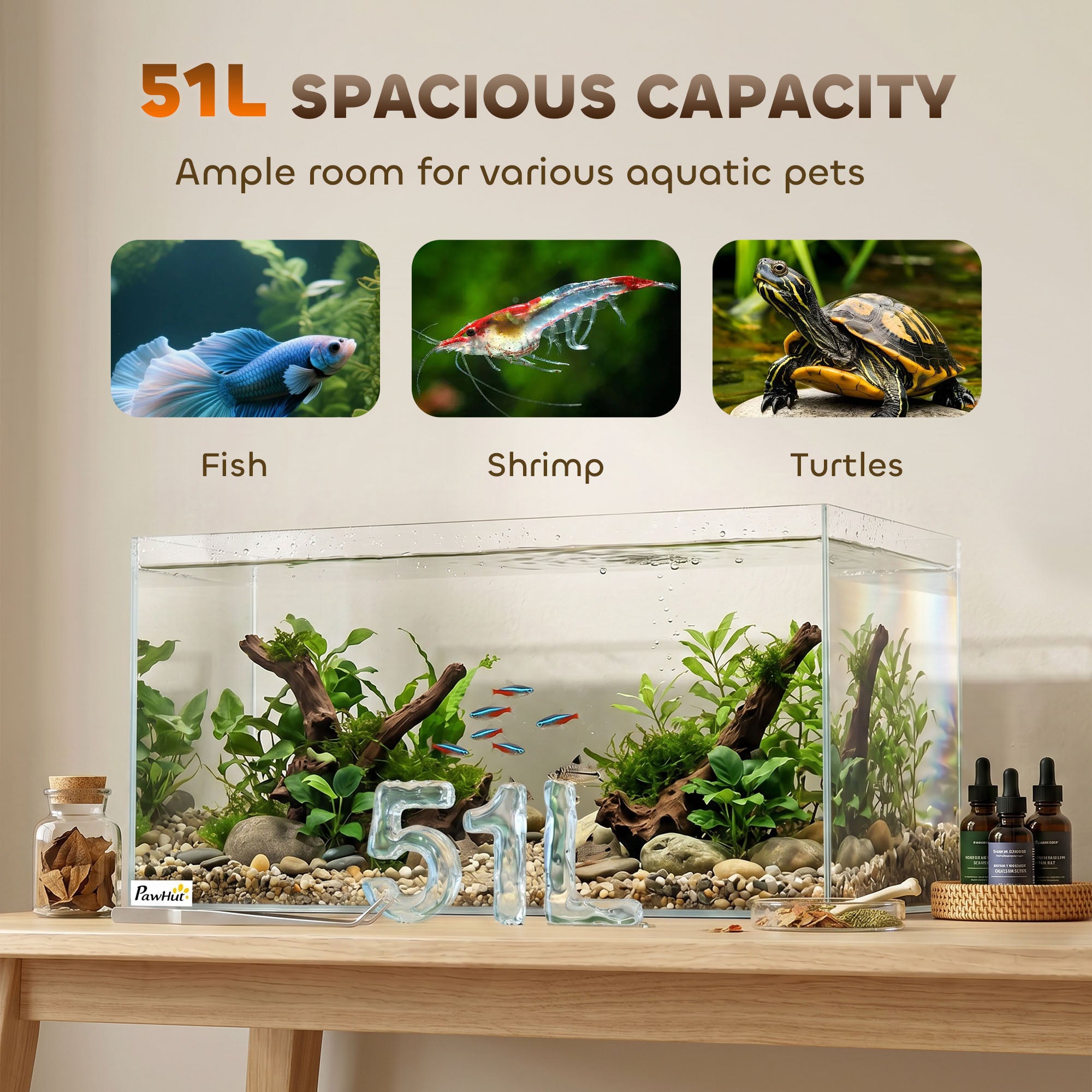 pawhut-aquarium-en-verre-51l-avec-tapis-de-protection-pour-poissons-crevettes-et image 8