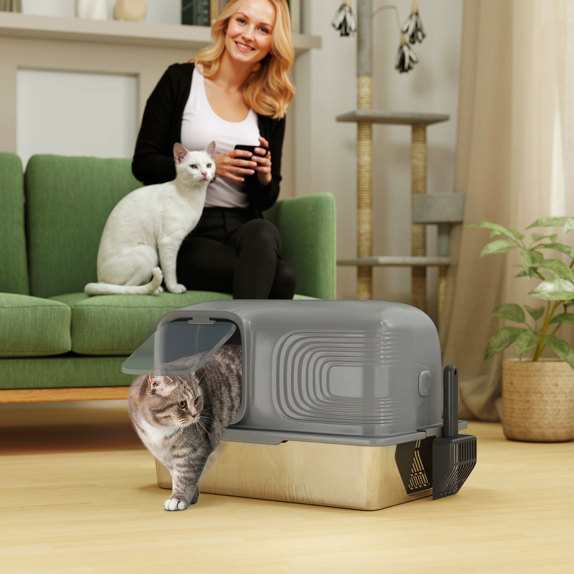 pawhut-bac-liti-re-chat-inox-65-l-extra-large-avec-d-odoriseur-plasma image 4