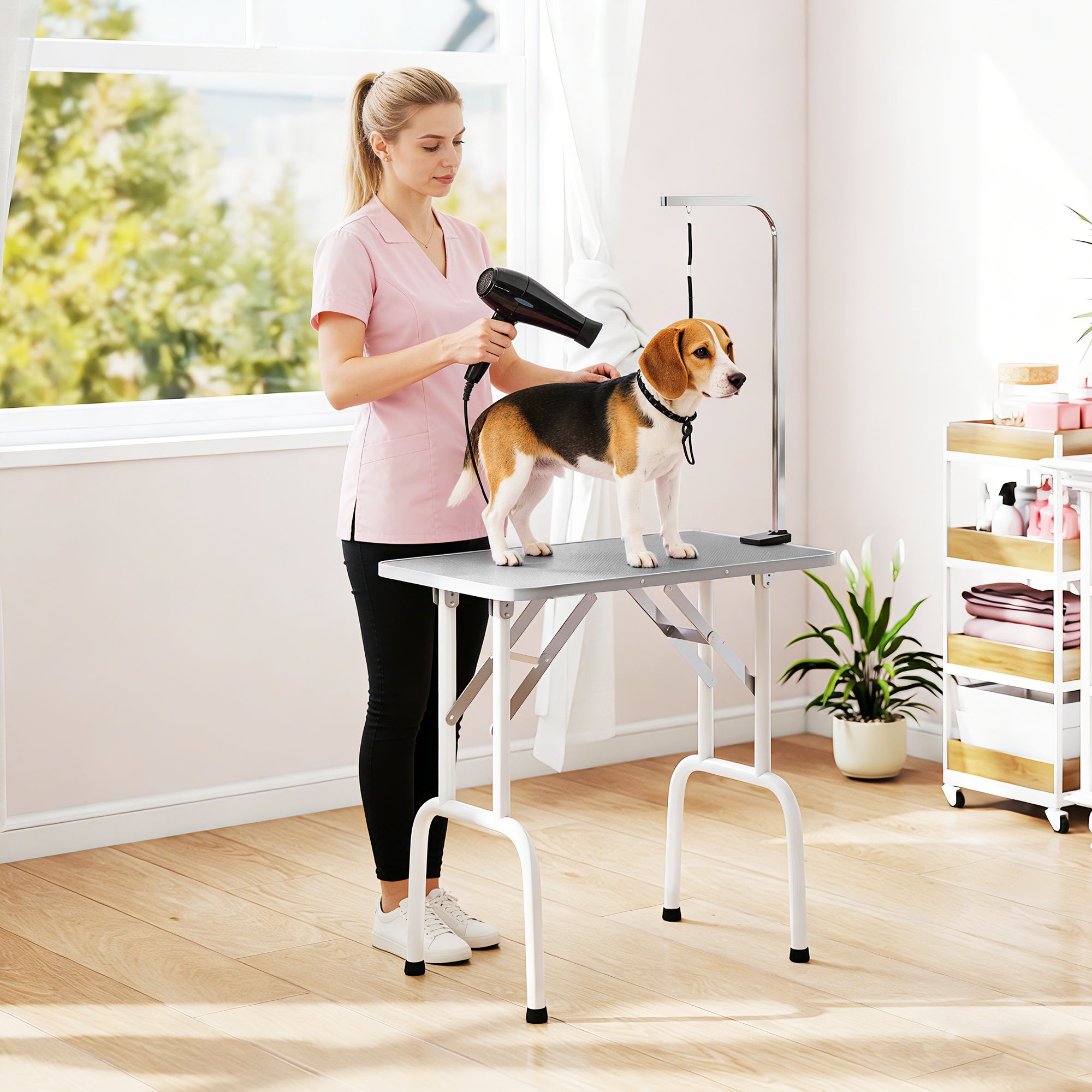 pawhut-table-de-toilettage-pliable-32-pouces-pour-chiens-petits-et-moyens-bras-r image 4
