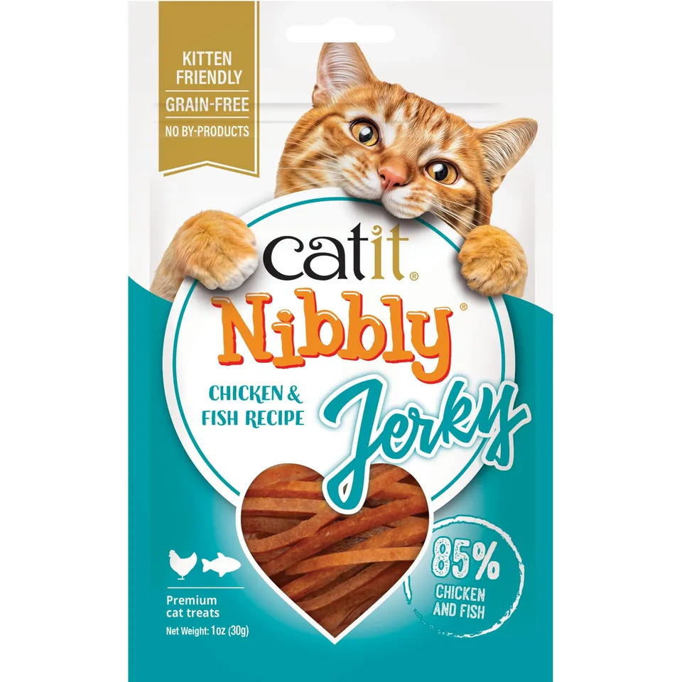catit-nibbly-jerky-friandises-m-cher-poulet-et-poisson-pour-chat-30-g image 1