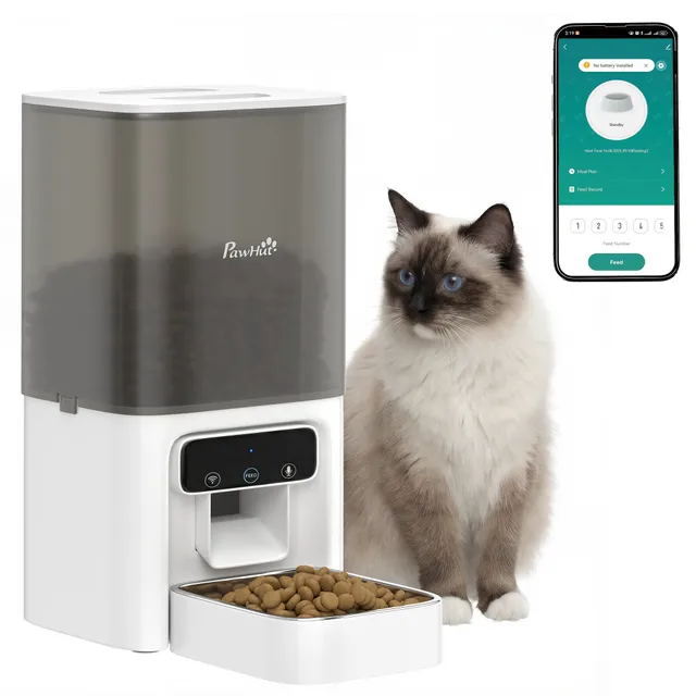 pawhut-distributeur-automatique-pour-chat-4-5-l-avec-bol-inox-et-wifi image 1