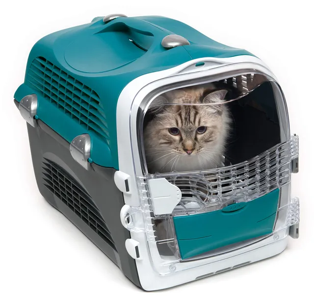 catit-cabrio-cage-de-transport-pour-chat-turquoise image 1