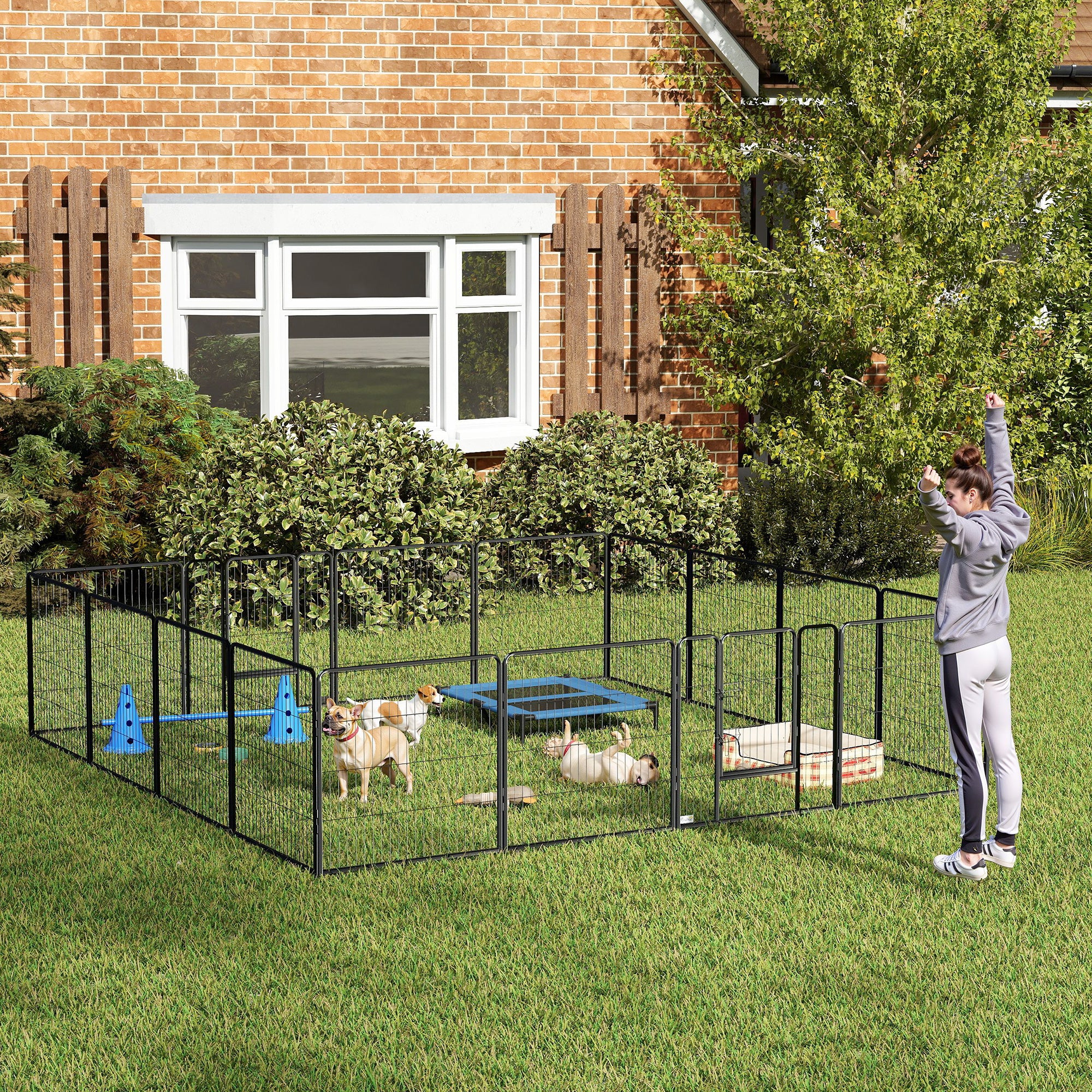 pawhut-parc-pour-chiens-16-panneaux-80-cm-modulaire-int-rieur-ext-rieur image 4