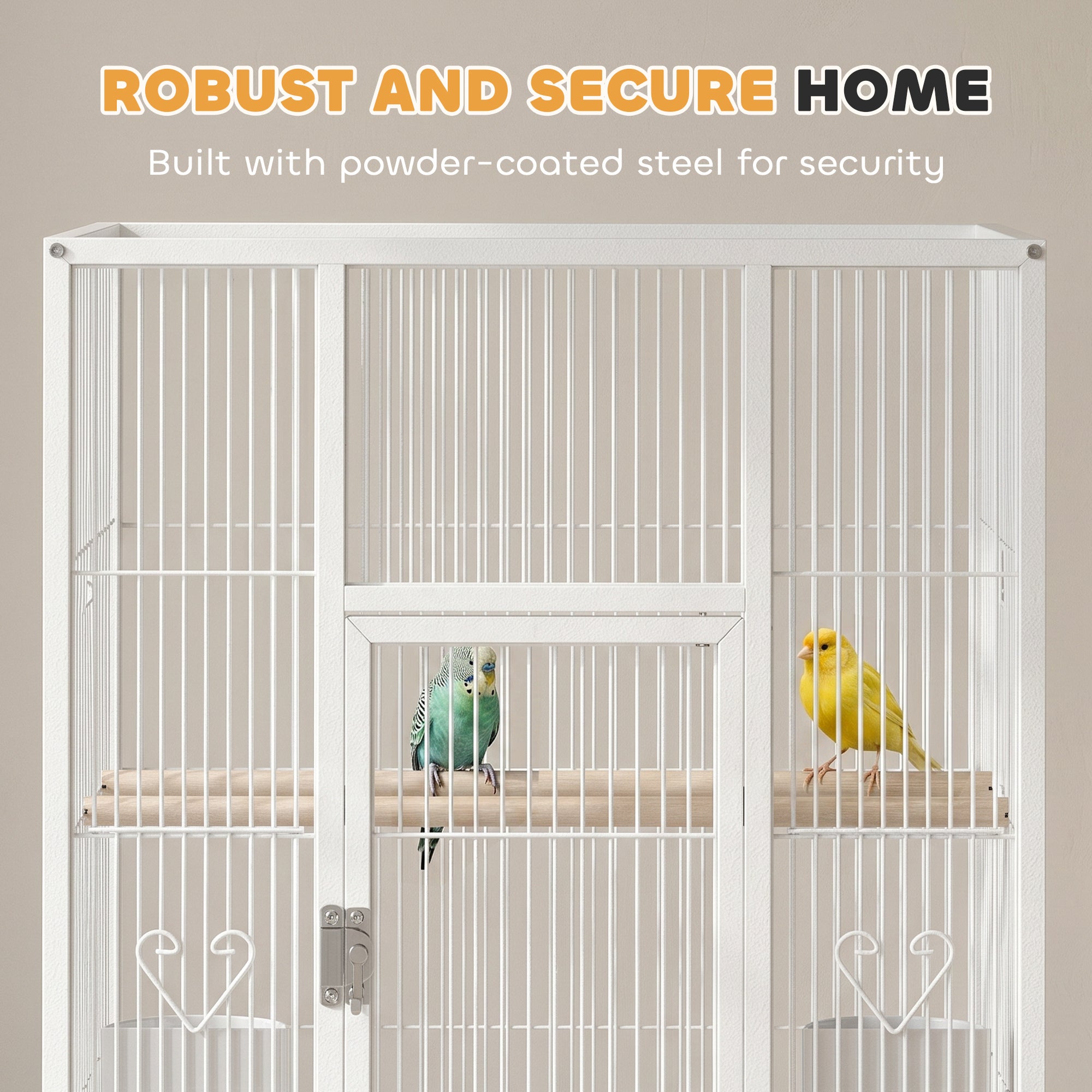 pawhut-cage-oiseaux-d-tachable-sur-roulettes-avec-tag-re-blanc image 6