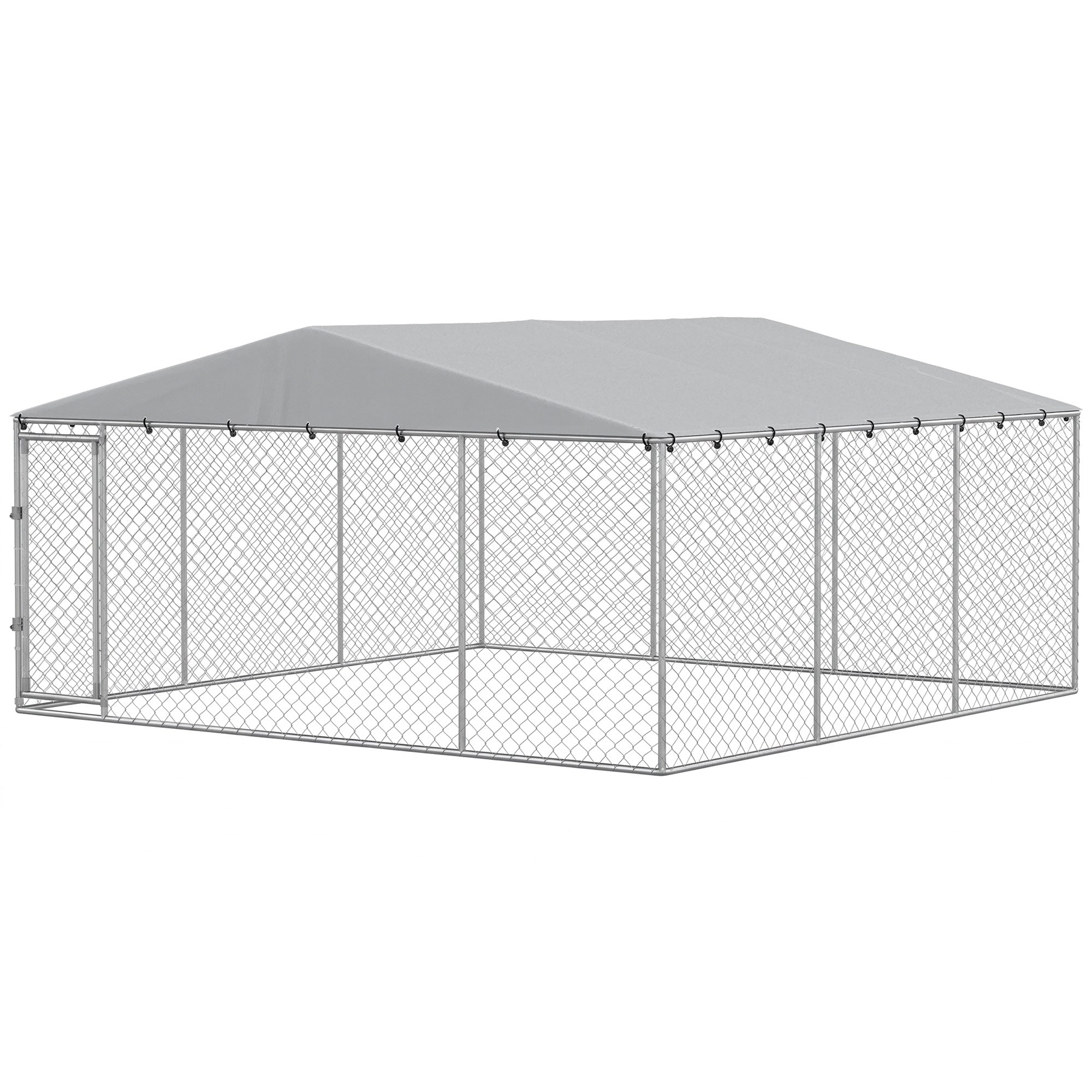 pawhut-chenil-ext-rieur-13-x-13-x-6-5-argent-toit-imperm-able-double-verrou image 2