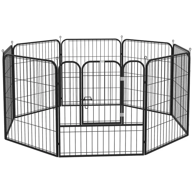 pawhut-parc-pour-chien-8-panneaux-80-cm-m-tal-avec-porte-int-rieur-ext-rieur image 1
