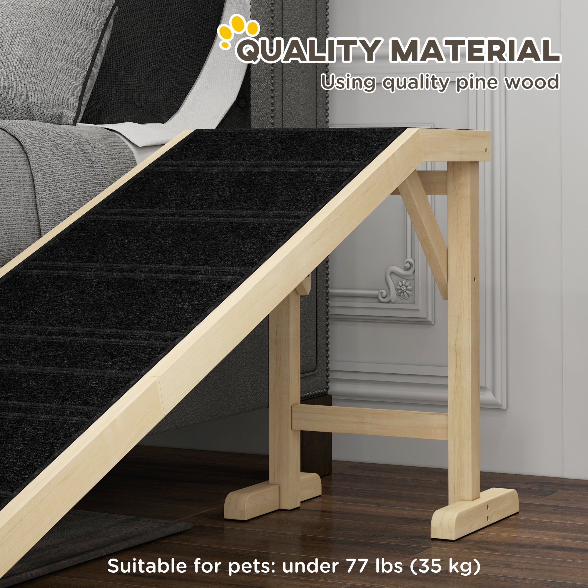 pawhut-rampe-pour-chien-74-x16-x25-avec-tapis-antid-rapant-et-plateforme-naturel image 7