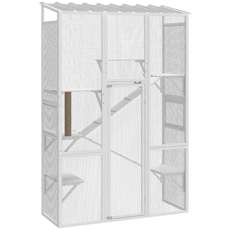 pawhut-grand-enclos-ext-rieur-chat-catio-6-plateformes-blanc image 1