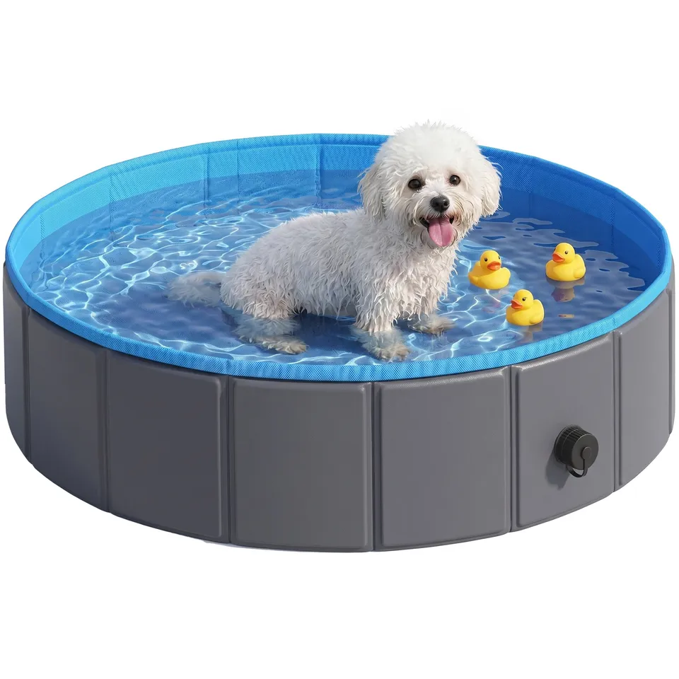 pawhut-piscine-pliable-pour-chien-80-x-20-cm-fond-antid-rapant-bleu-gris-fonc image 1