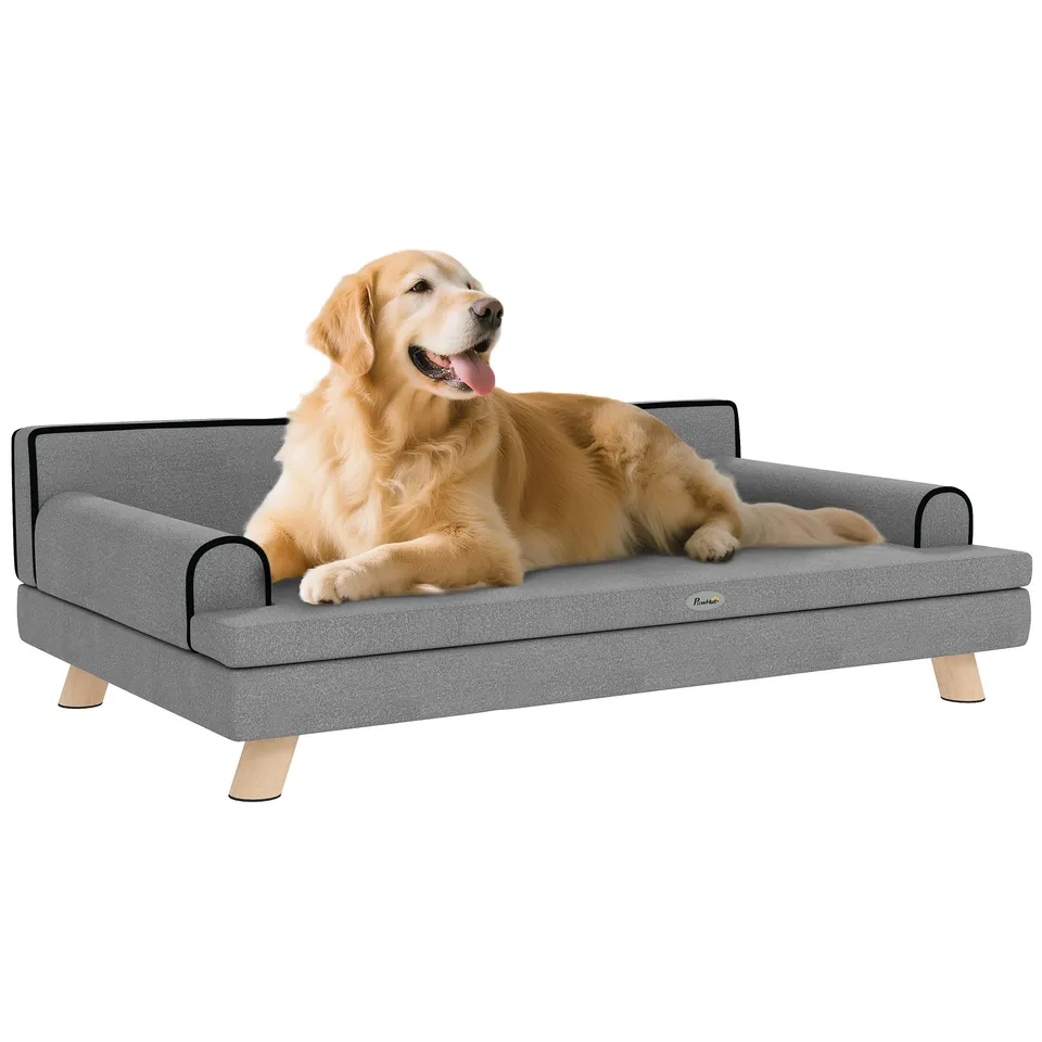 pawhut-canap-sur-lev-pour-chiens-moyens-grands-gris-clair image 1