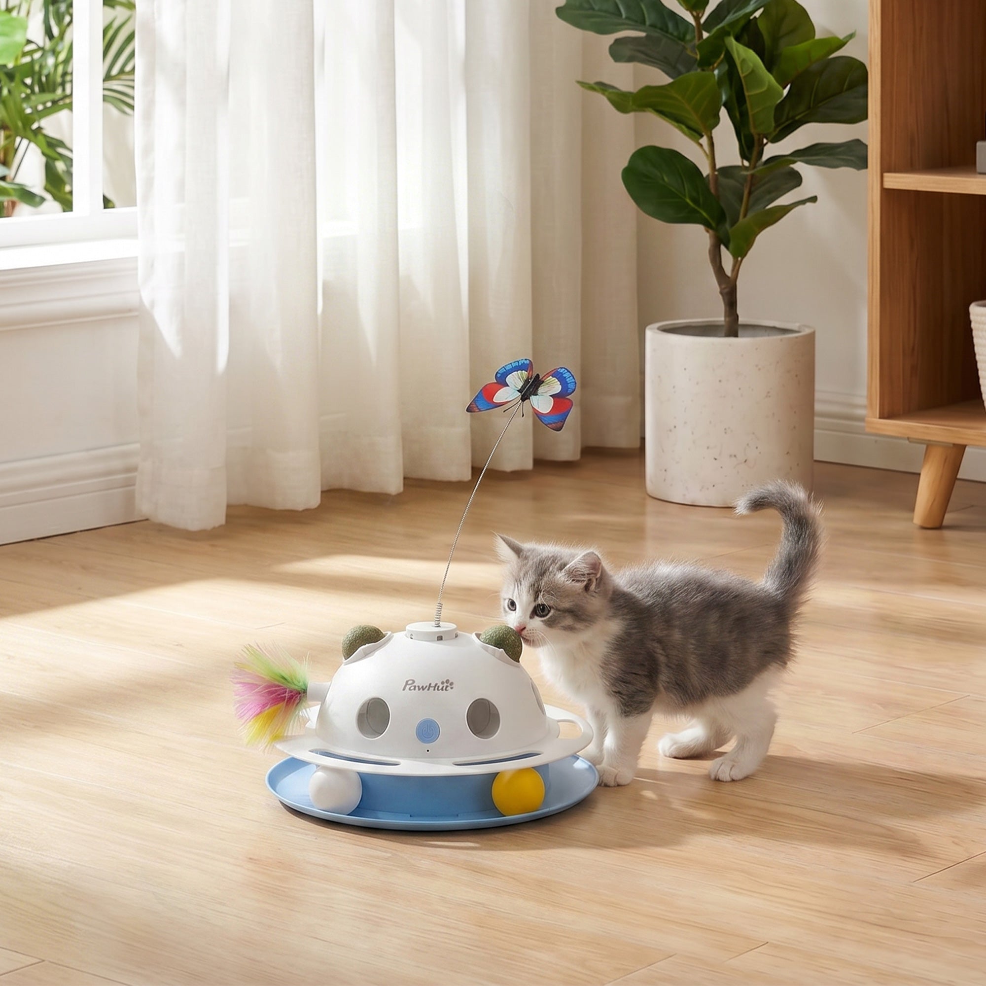 pawhut-jouet-chat-interactif-4-en-1-papillon-herbe-chat-plumes-capteur image 4