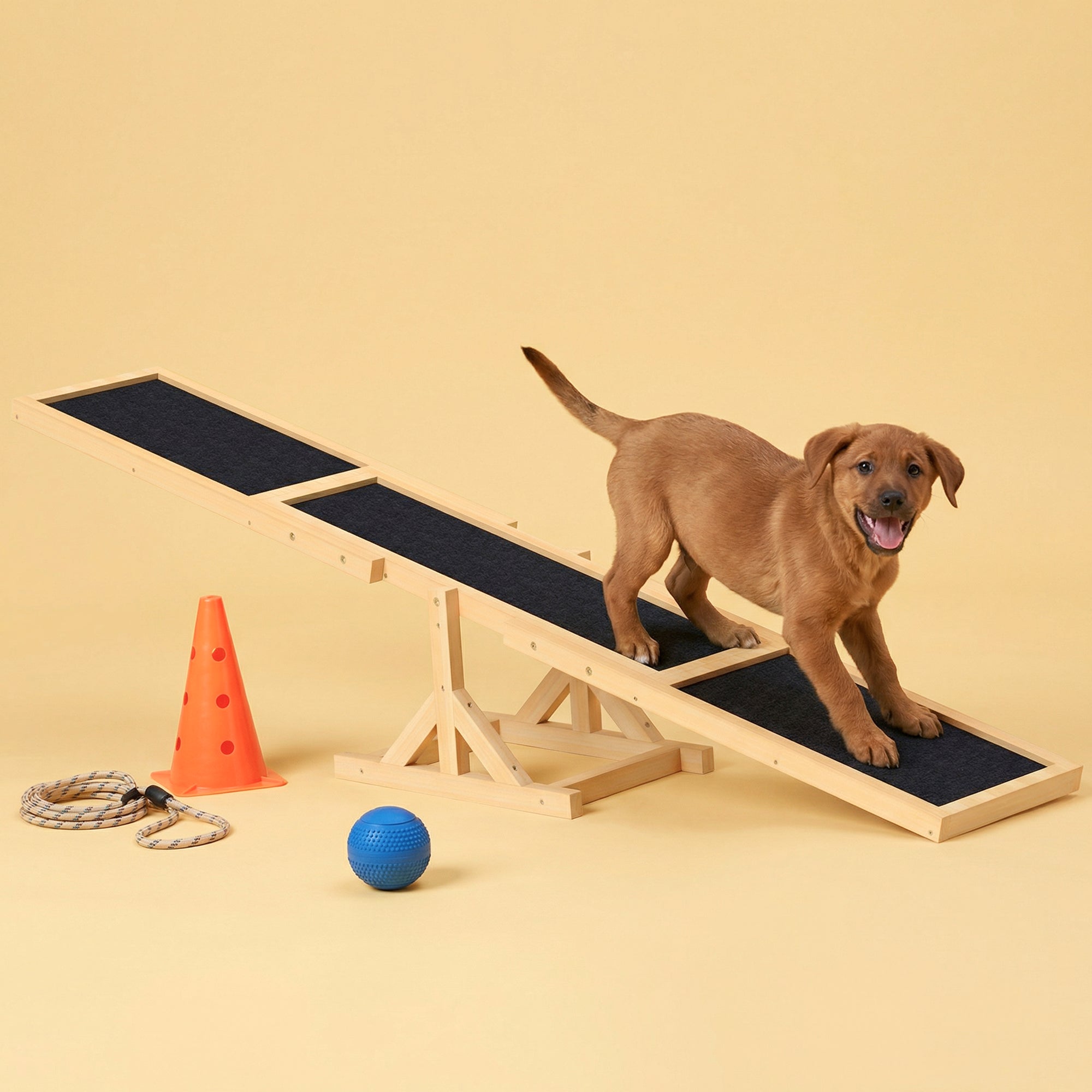 pawhut-pupstacle-bascule-agility-chien-71-en-bois-antid-rapante-jaune image 5