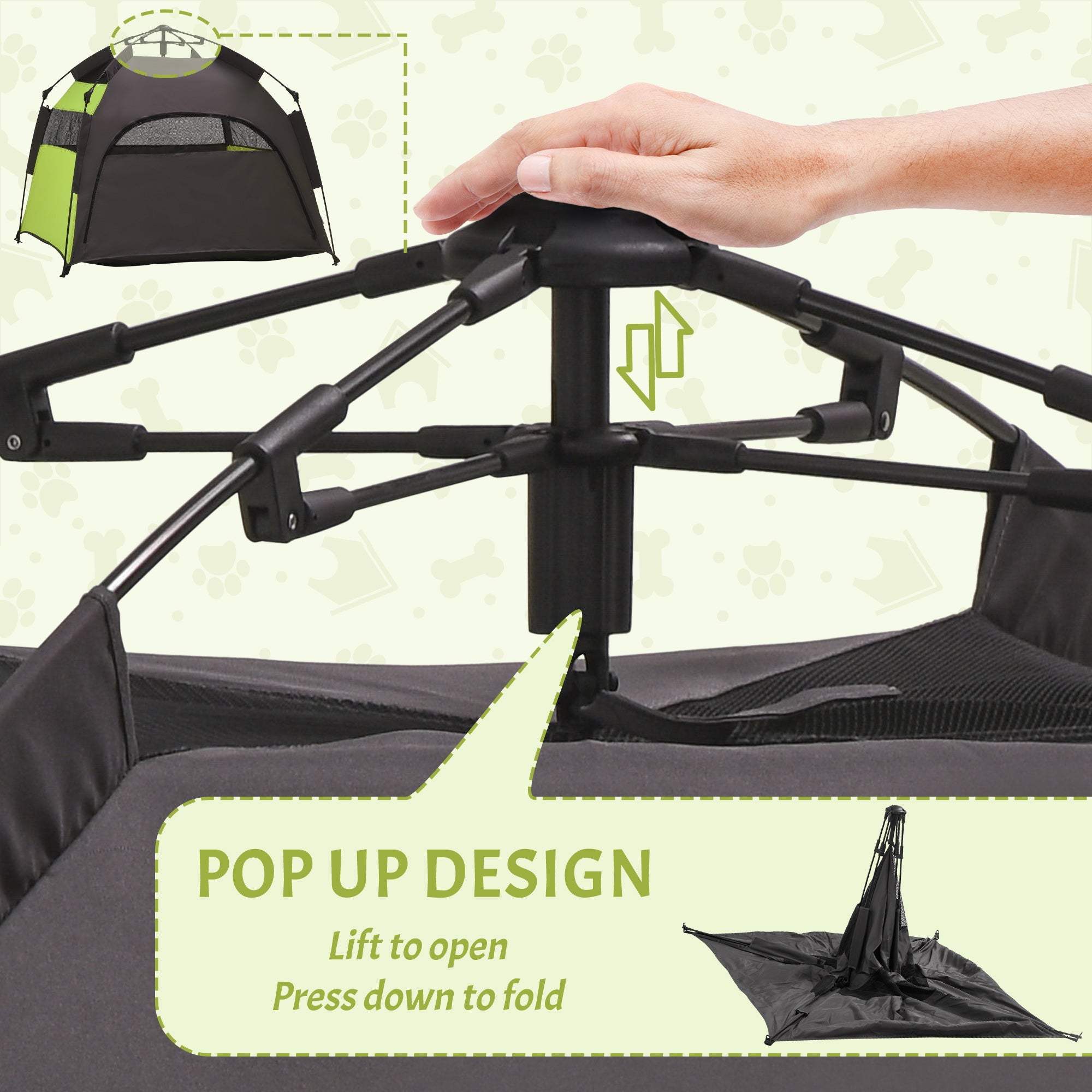 pawhut-tente-pop-up-pour-grand-chien-verte-avec-sac-de-transport image 7