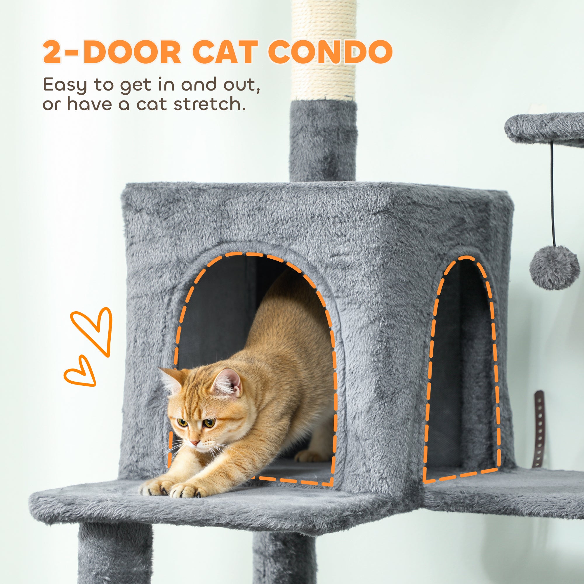pawhut-arbre-chat-g-ant-202cm-6-griffoirs-2-niches-2-hamacs-gris-fonc image 7