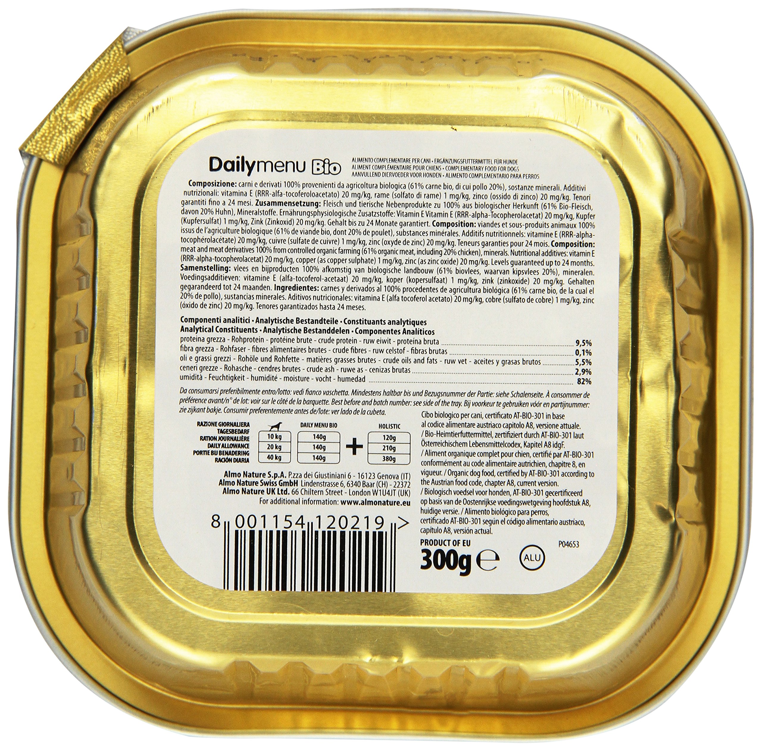 almo-nature-bio-organic-p-t-humide-pour-chiens-adultes-au-poulet-9-x-300-g image 2