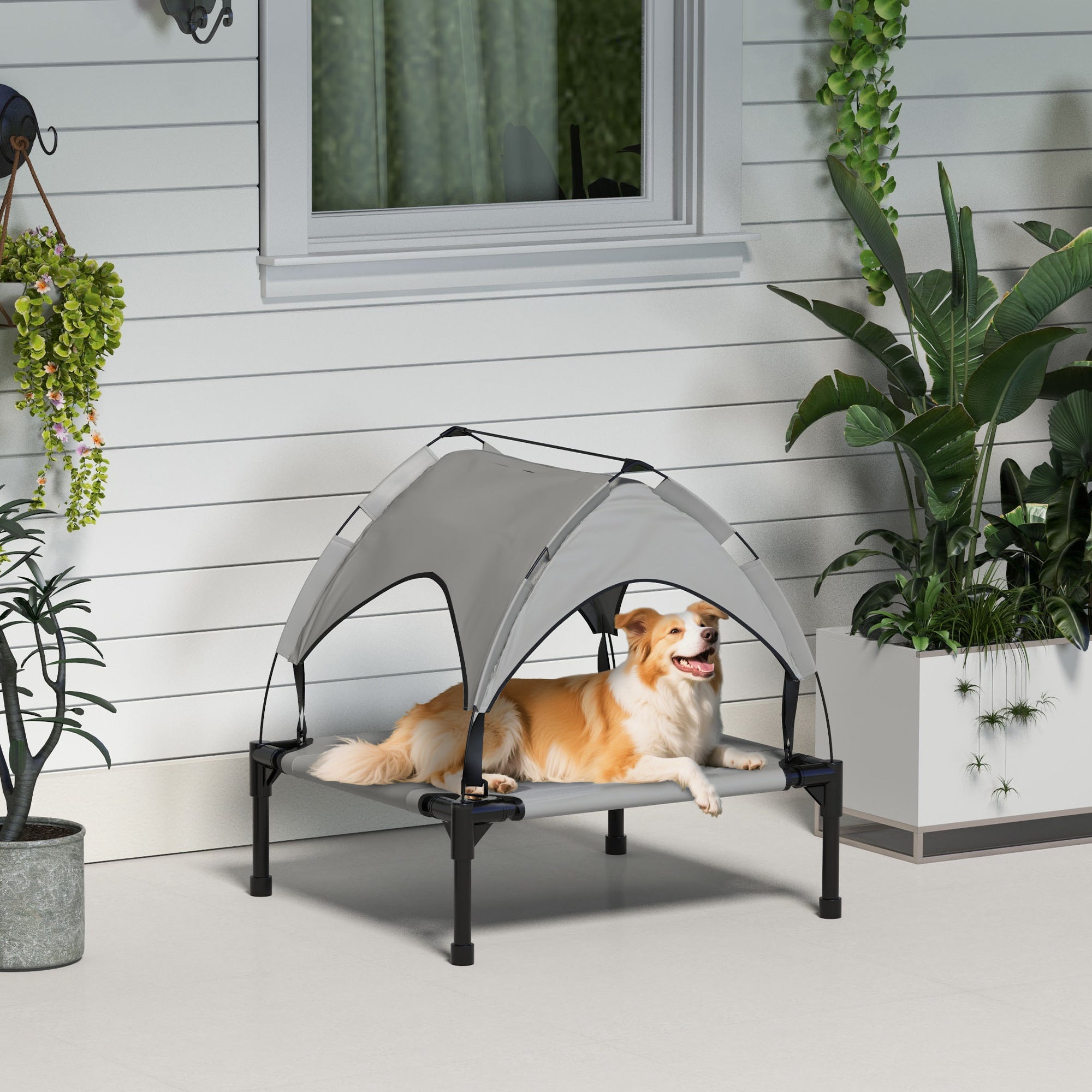 pawhut-lit-chien-sur-lev-avec-auvent-30-x-24-x-27-gris-clair image 4