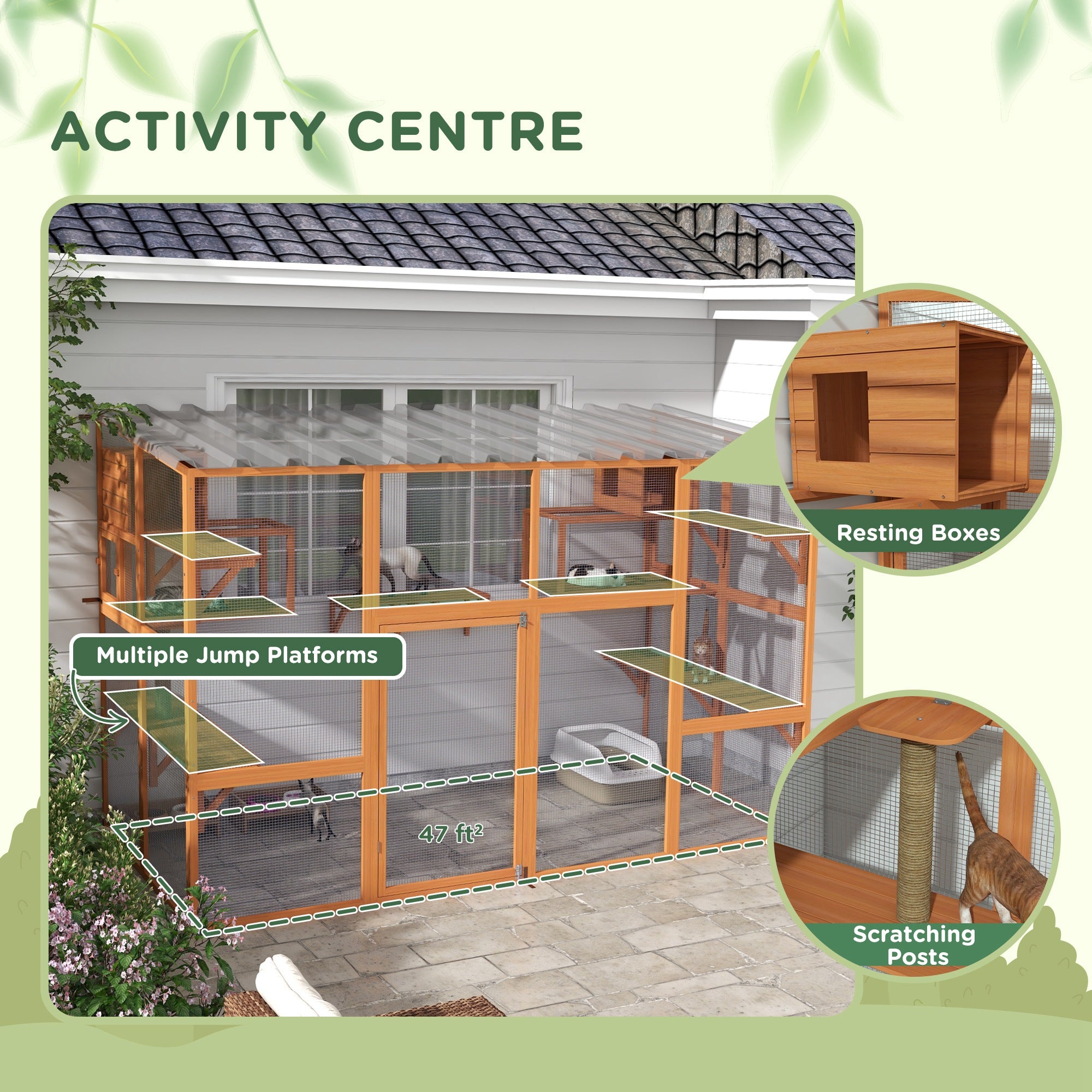 pawhut-catio-enclos-ext-rieur-walk-in-orange-avec-plateformes-et-condos image 7