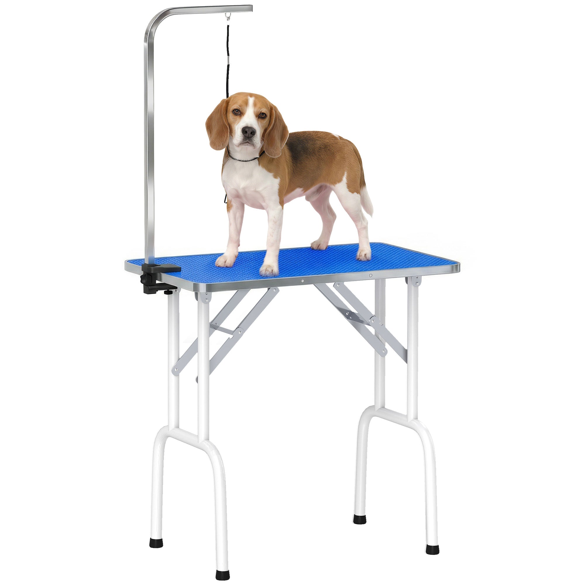 pawhut-table-de-toilettage-pliable-32-avec-bras-r-glable-et-dessus-antid-rapant- image 1