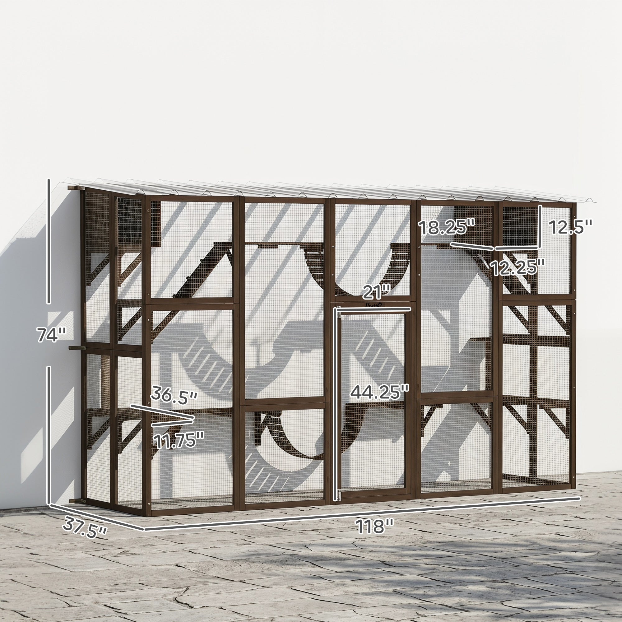 pawhut-catio-ext-rieur-bois-avec-toit-6-plateformes-marron-caf image 5