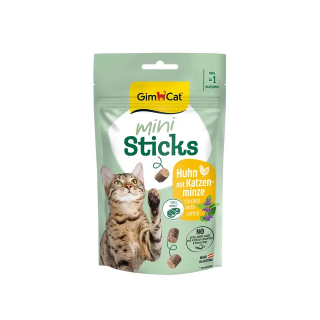 gimcat-mini-sticks-poulet-avec-herbe-chat-friandise-pour-chat-50-g image 1