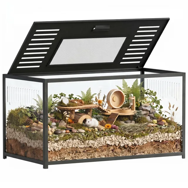 pawhut-cage-hamster-m-tal-100-x-50-x-52-5-cm-noire-anti-rongement image 1