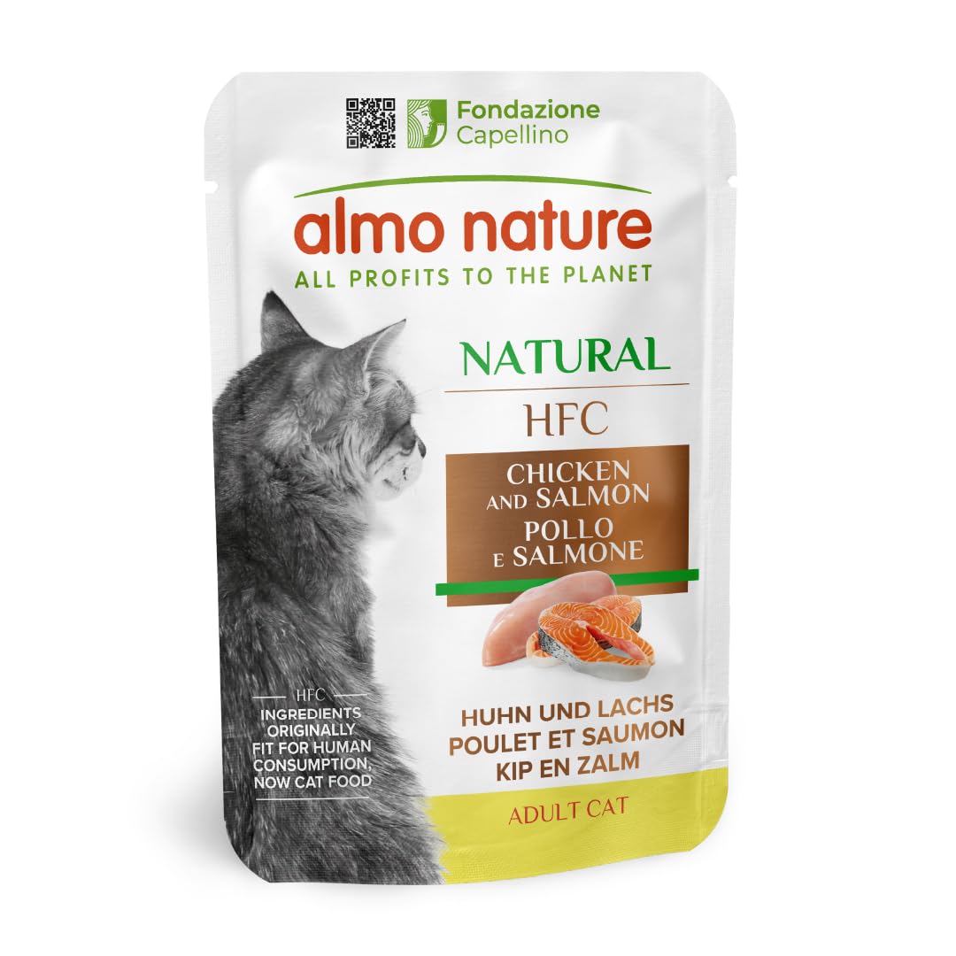 almo-nature-hfc-natural-poulet-et-saumon-lot-de-24-sachets-de-55-g image 1