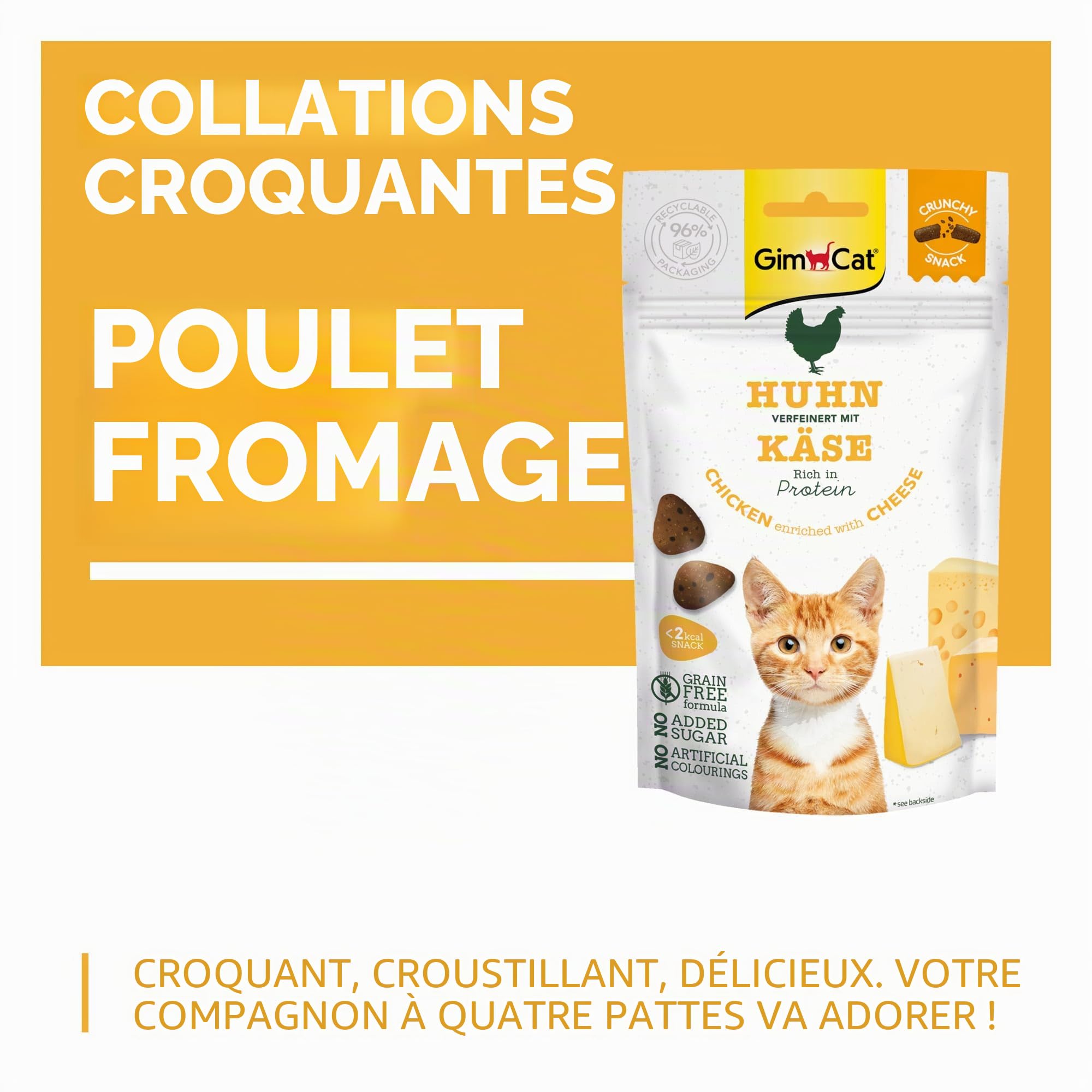 gimcat-crunchy-snacks-poulet-avec-fromage-friandise-croustillante-pour-chat-50-g image 2