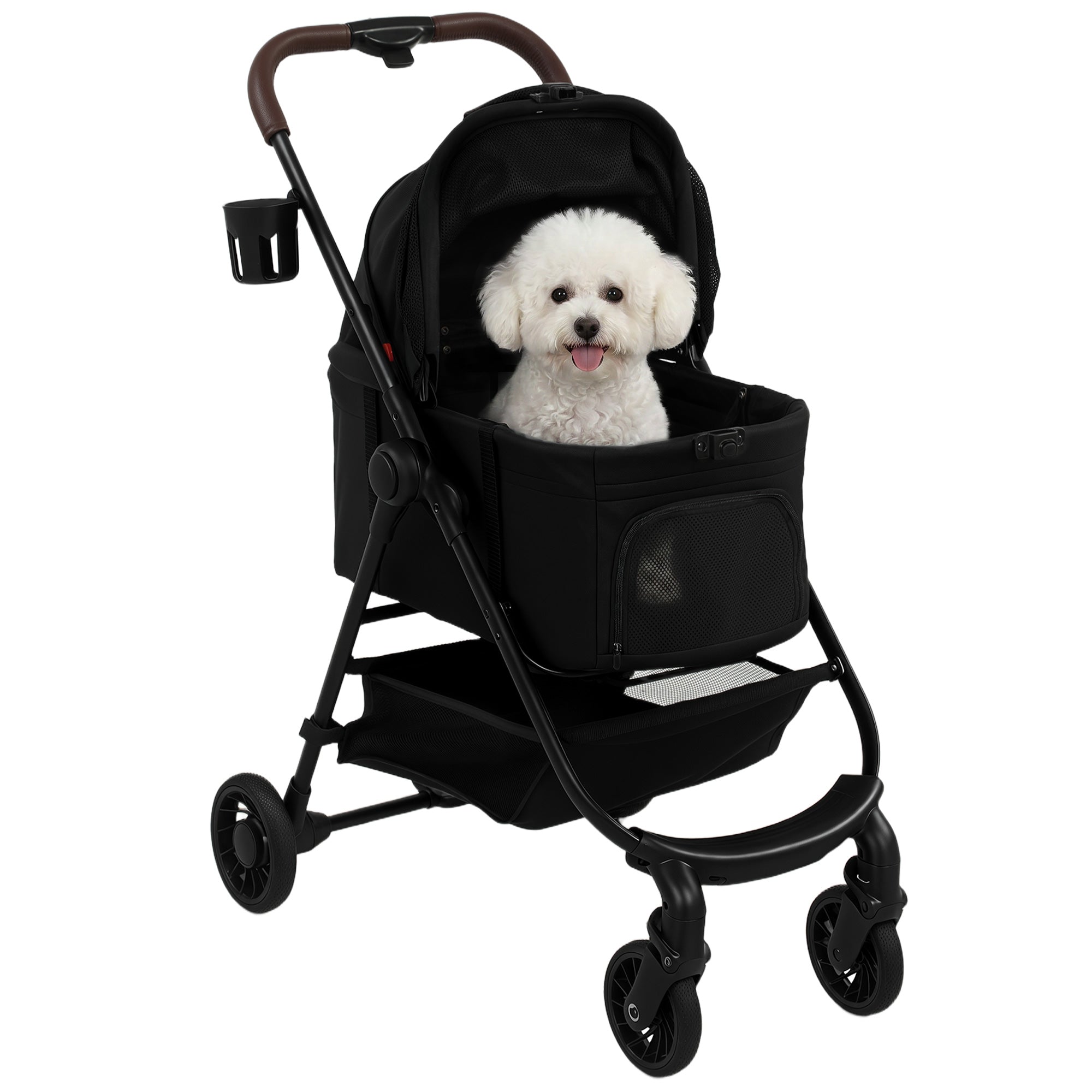 pawhut-poussette-3-en-1-pliable-pour-petits-chiens-et-chats-avec-panier-amovible image 1