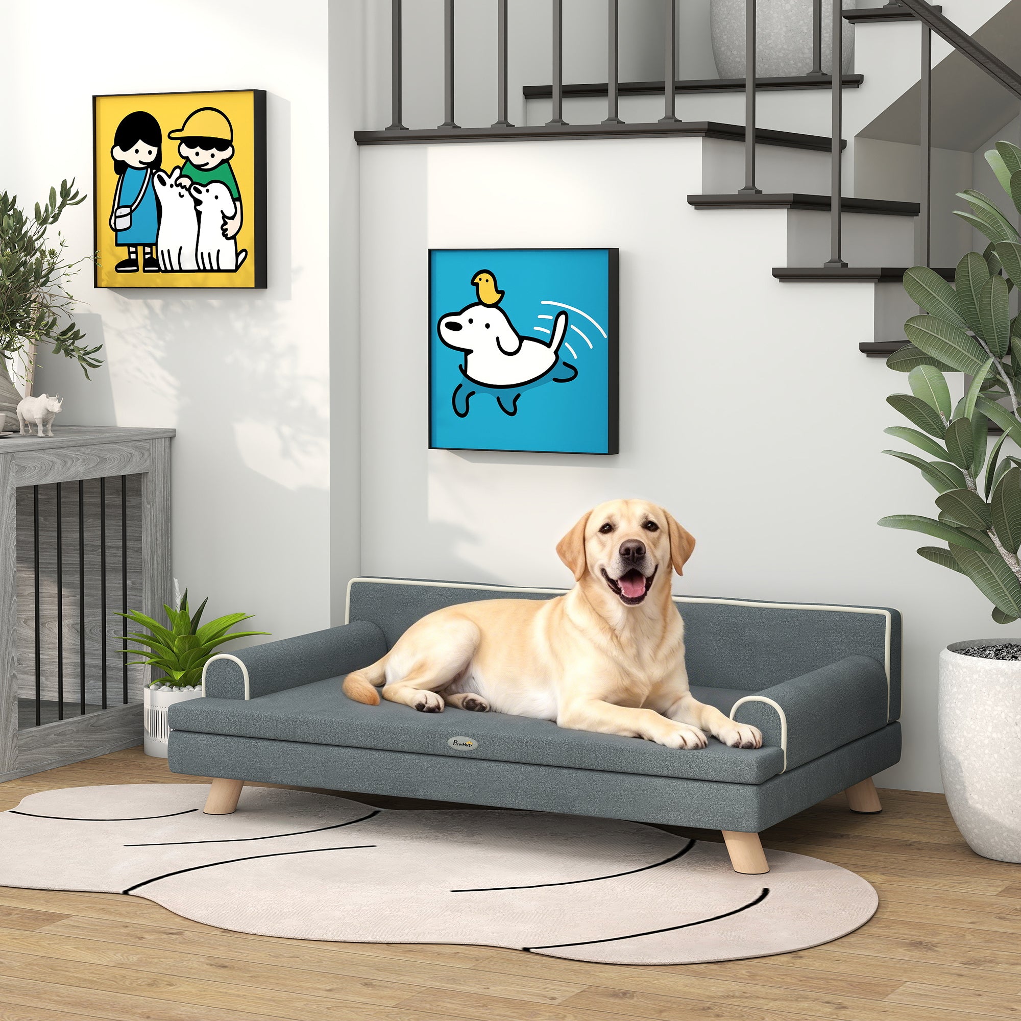 pawhut-canap-chien-sur-lev-avec-coussin-amovible-pour-chiens-moyens-et-grands-gr image 4