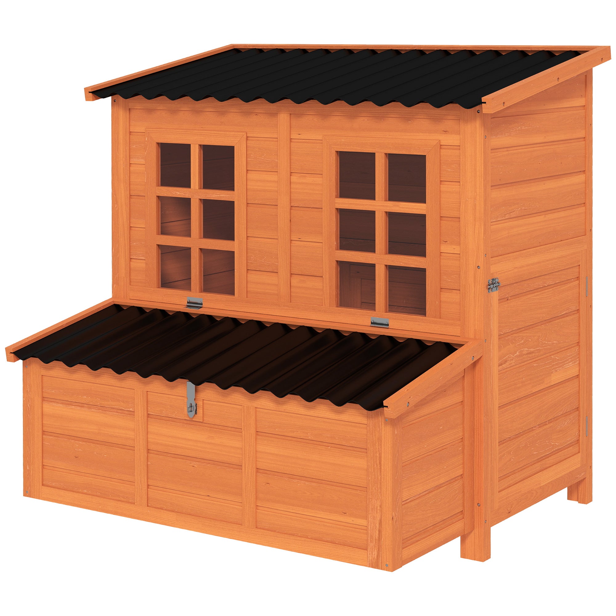 pawhut-poulailler-en-bois-99-cm-avec-pondoir-3-cases-bac-amovible-et-toit-tanche image 1