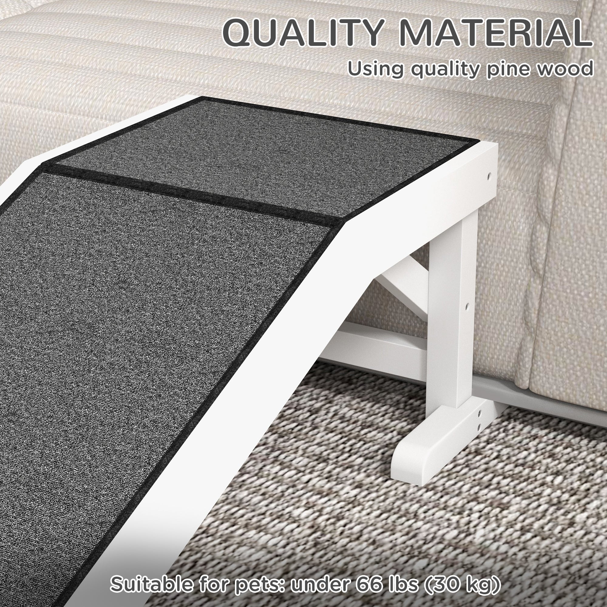 pawhut-rampe-chien-pour-lit-124-cm-avec-tapis-antid-rapant-et-plateforme-blanche image 7