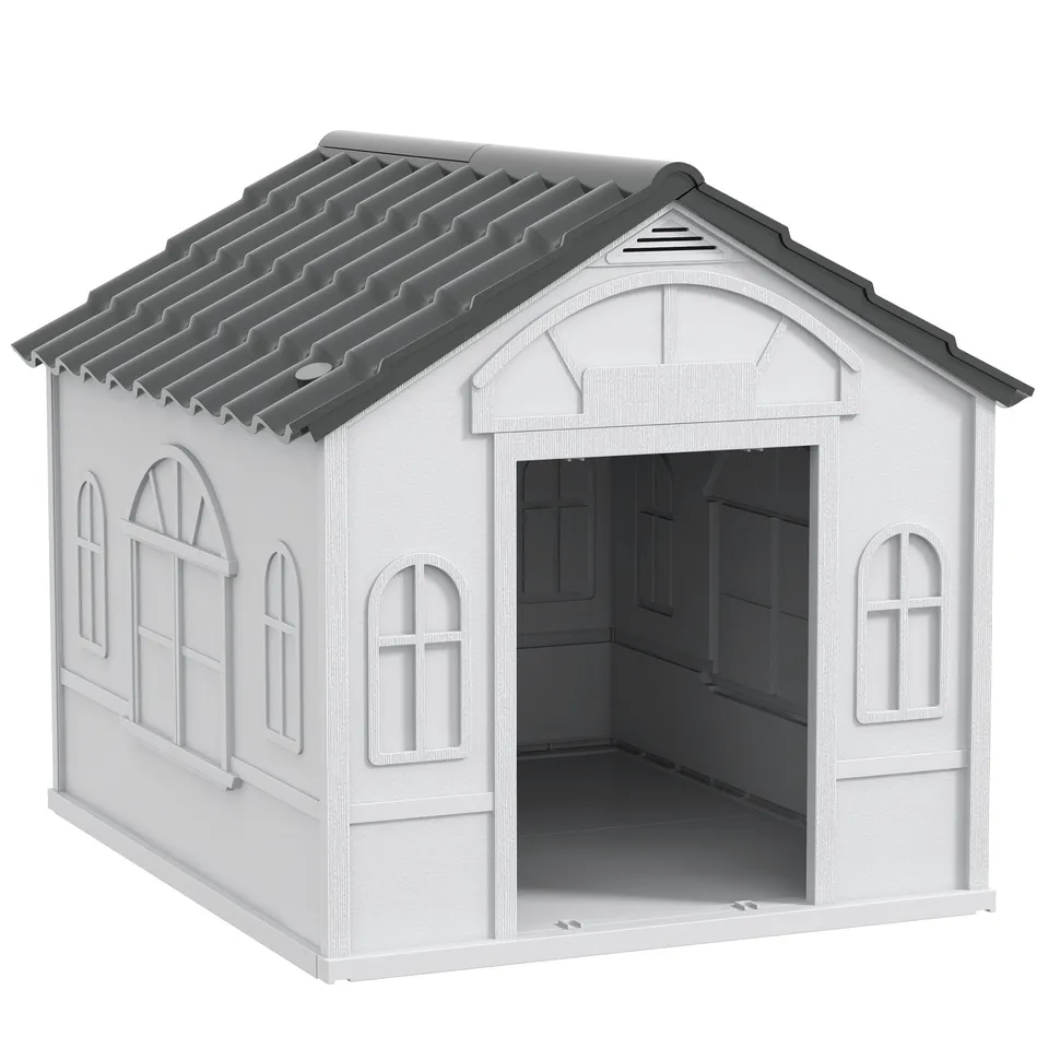 pawhut-niche-chien-ext-rieur-plastique-avec-ventilation-gris image 1