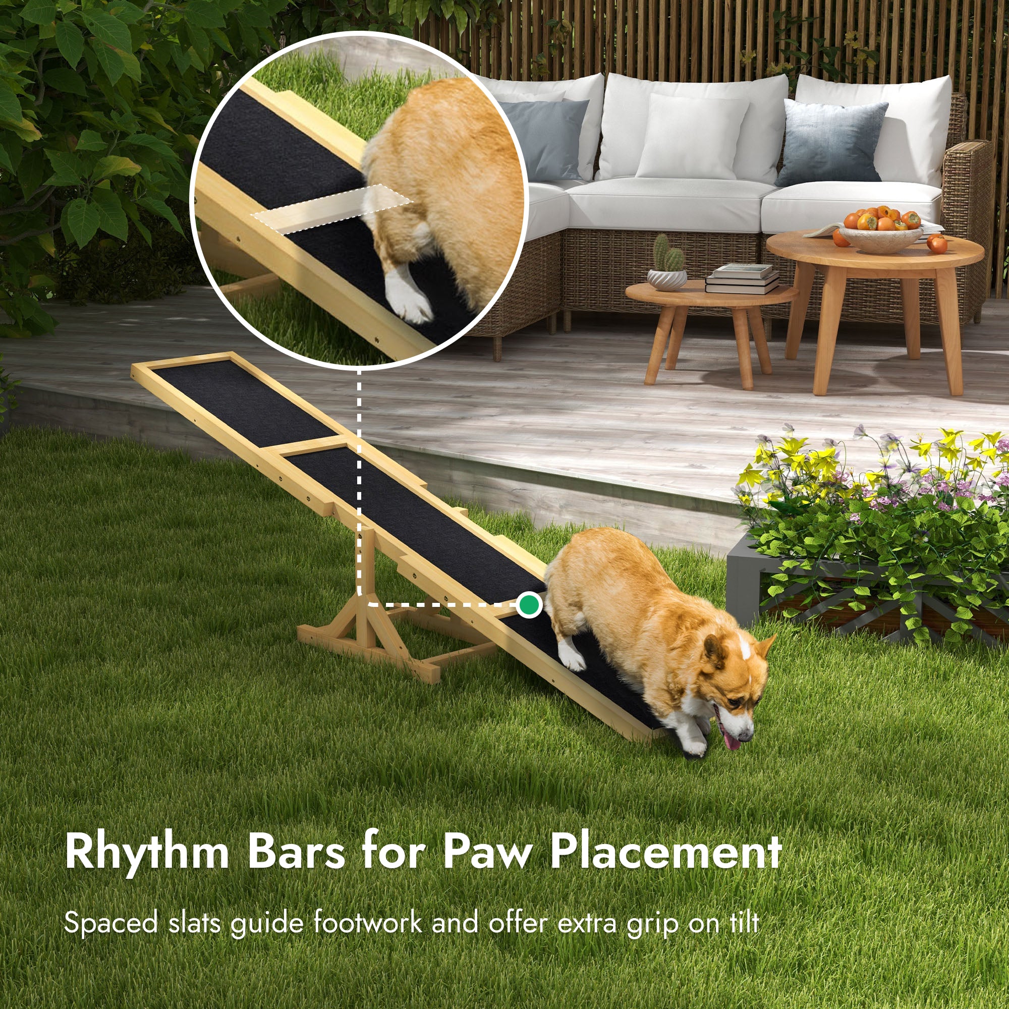 pawhut-pupstacle-bascule-agility-chien-71-en-bois-antid-rapante-jaune image 3