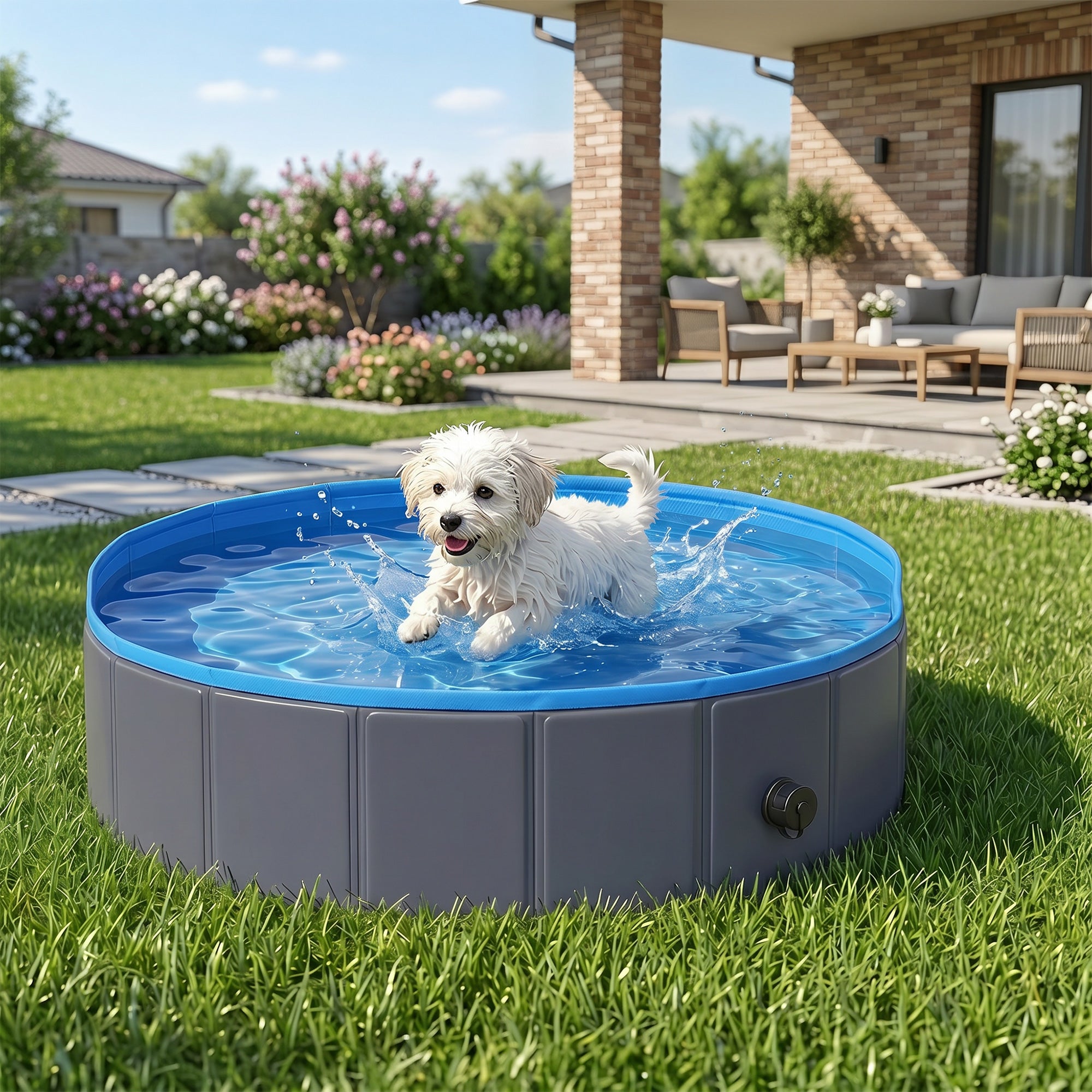 pawhut-piscine-pliable-pour-chien-80-x-20-cm-fond-antid-rapant-bleu-gris-fonc image 4