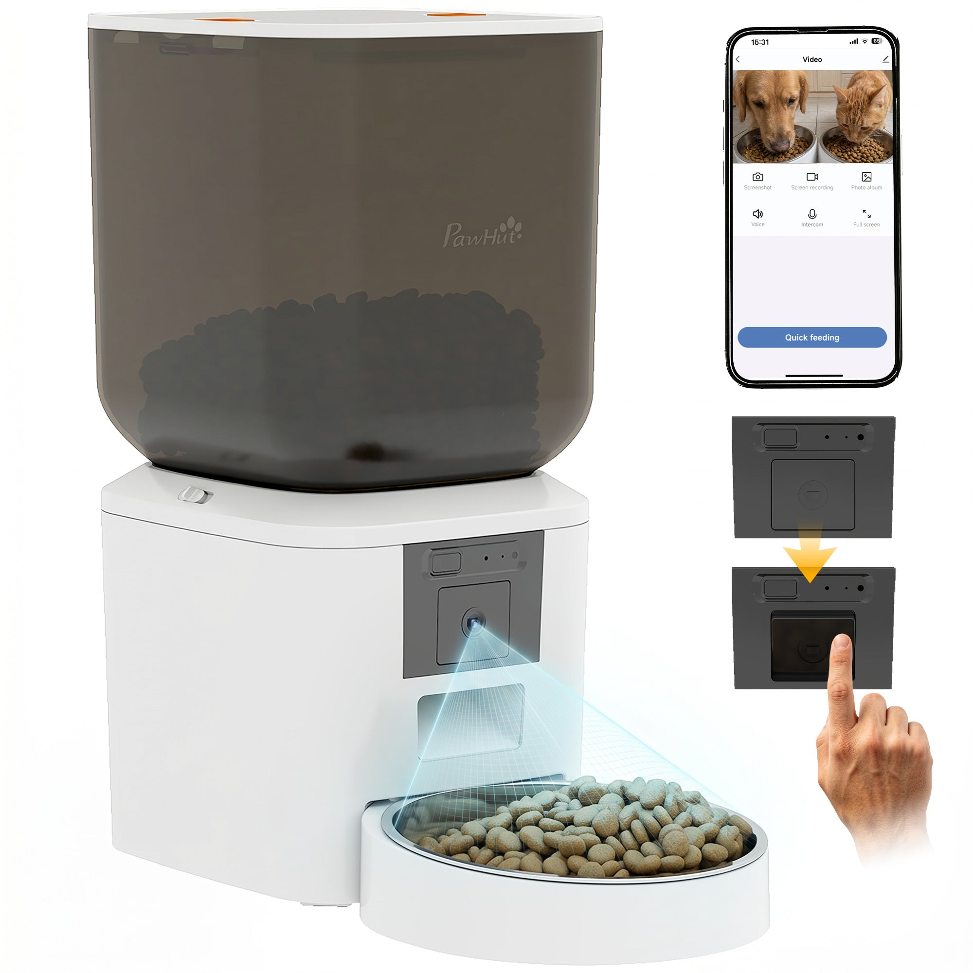 pawhut-distributeur-croquettes-automatique-8l-avec-cam-ra-vision-nocturne-wifi image 1