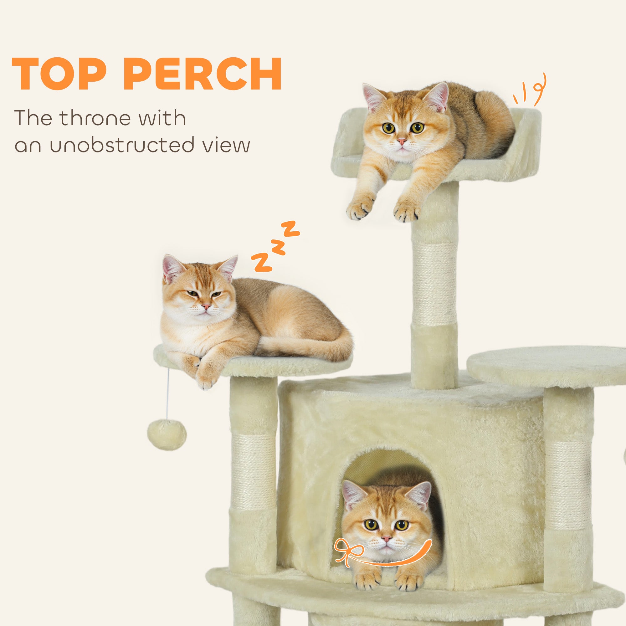 pawhut-arbre-chat-157-cm-2-niches-hamac-et-perchoirs-beige image 8