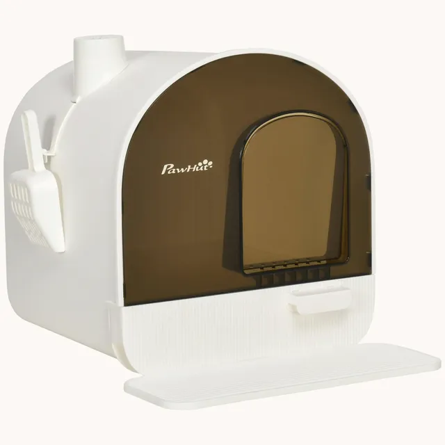 pawhut-bac-liti-re-couverts-blanc-17-x-17-x-18-5-avec-filtre-et-pelle image 1