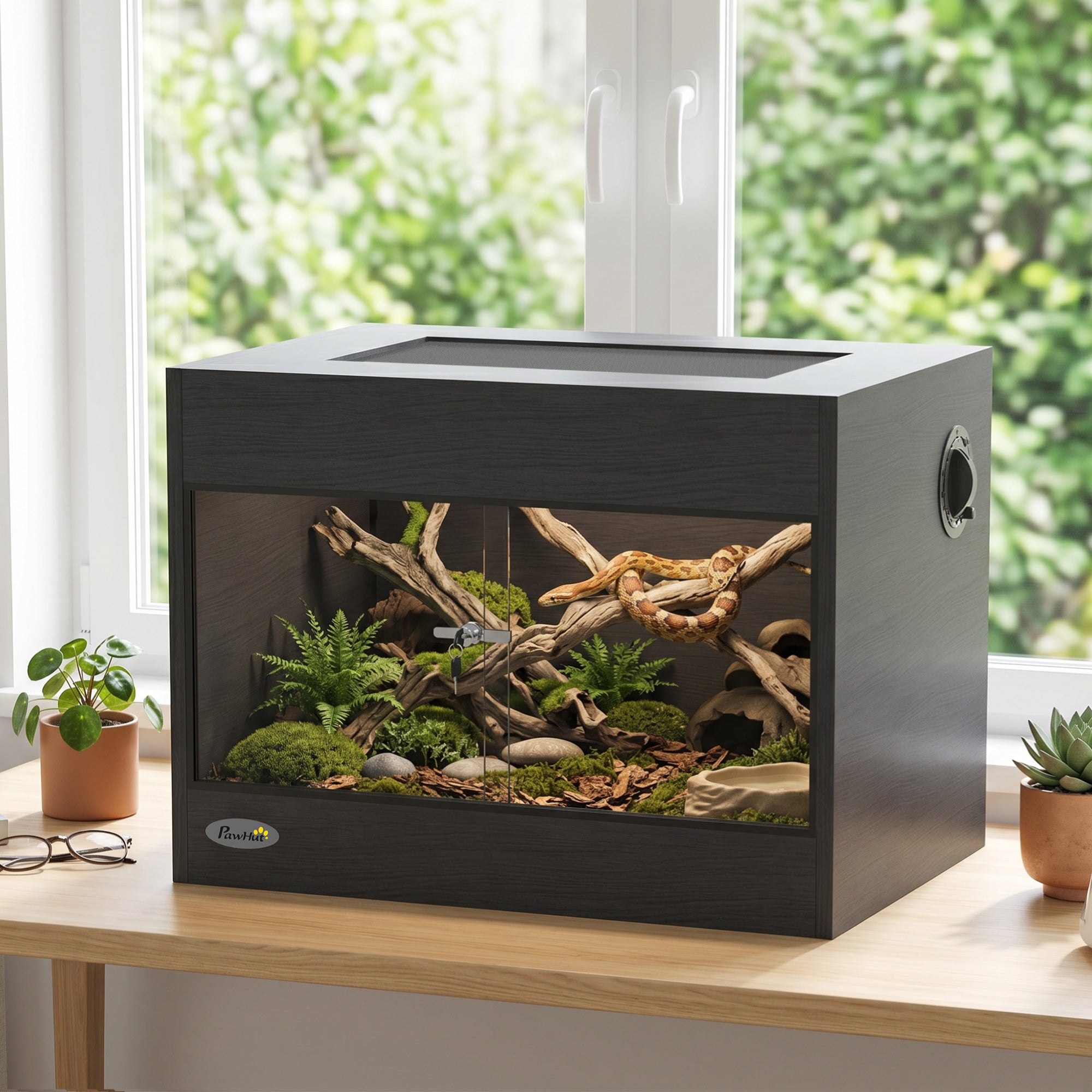 pawhut-terrarium-pour-reptiles-avec-portes-coulissantes-en-verre-tremp-serrure-e image 3