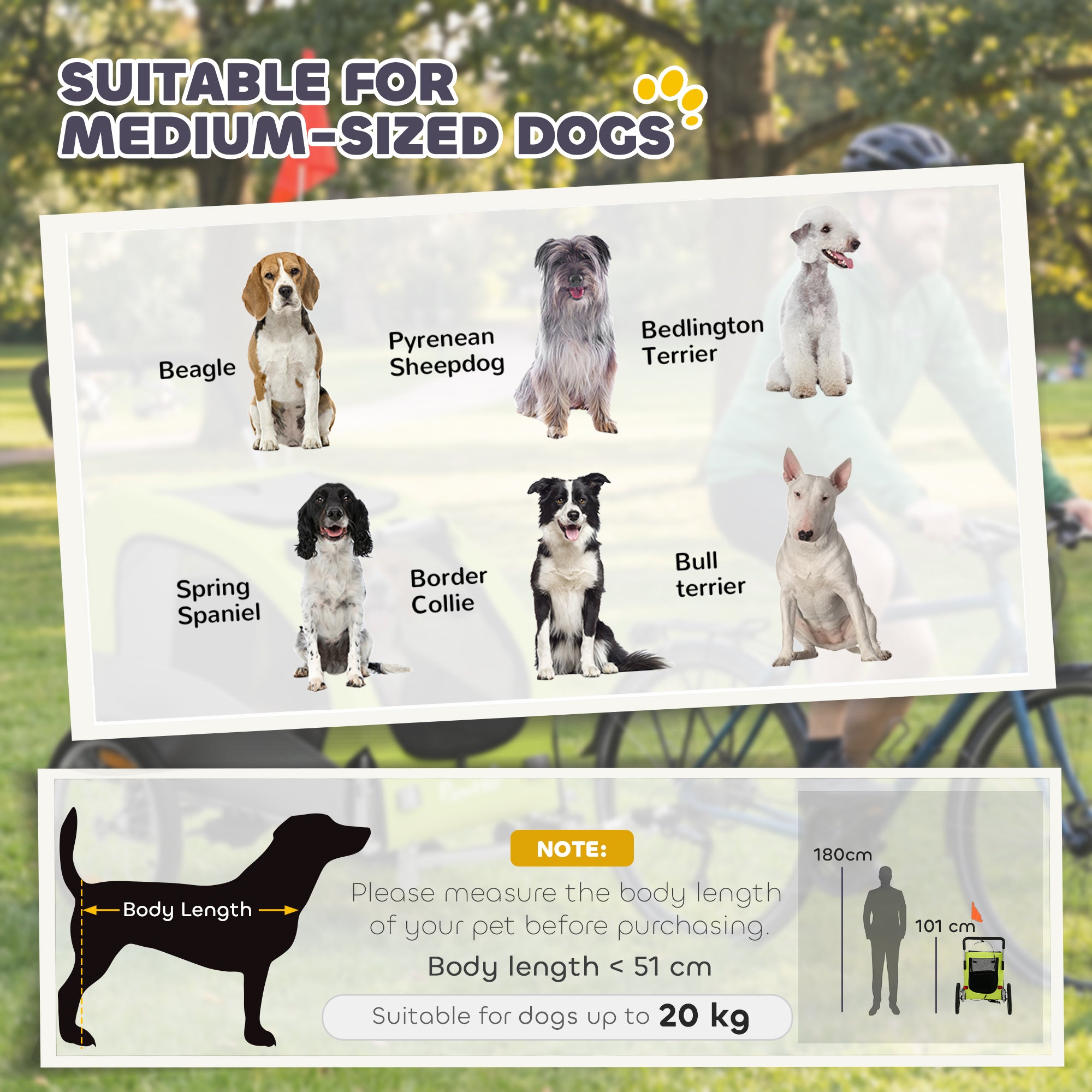 pawhut-remorque-v-lo-chien-2-en-1-et-poussette-pliable-avec-suspension-verte image 7