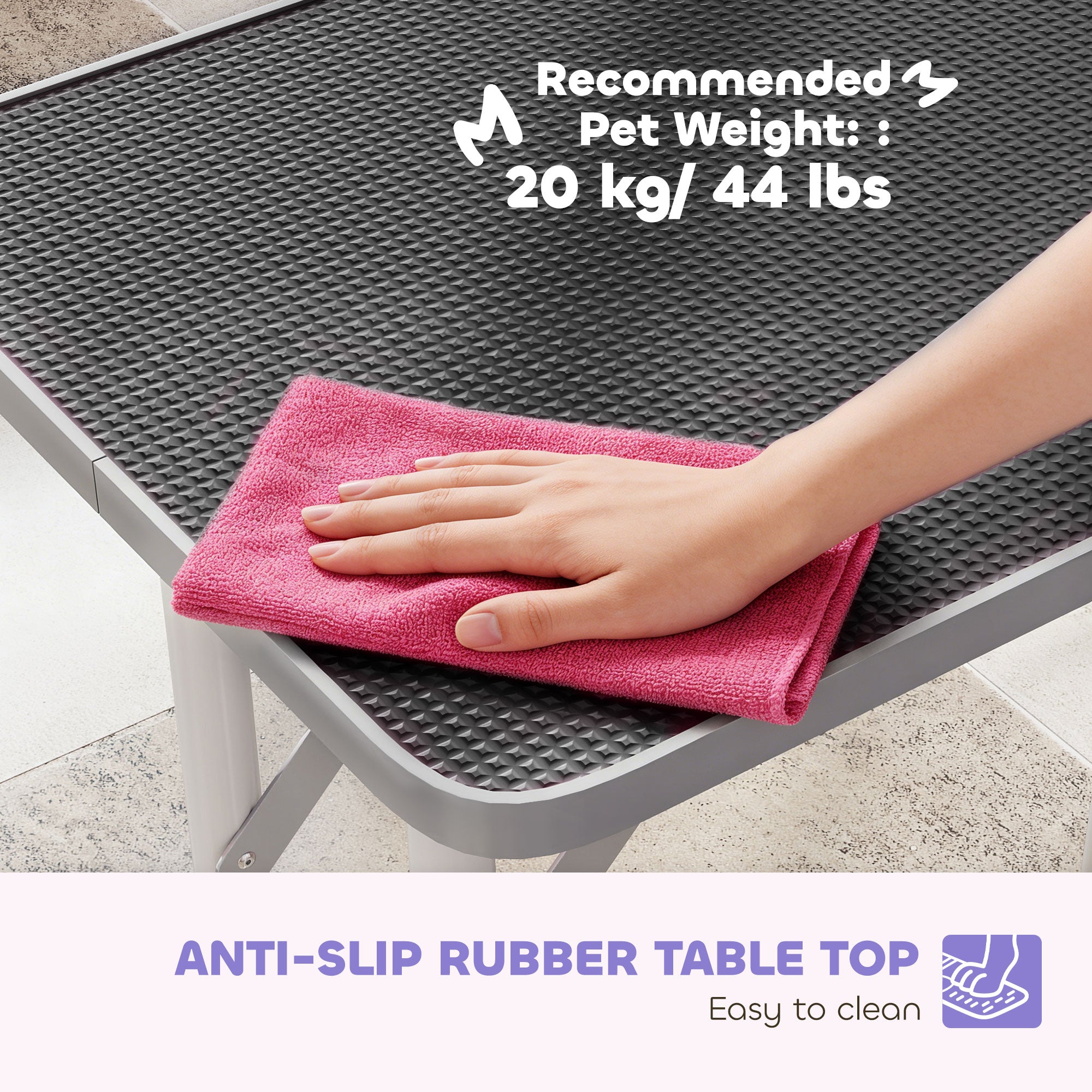 pawhut-table-de-toilettage-pliable-32-avec-bras-r-glable-dessus-antid-rapant-noi image 8