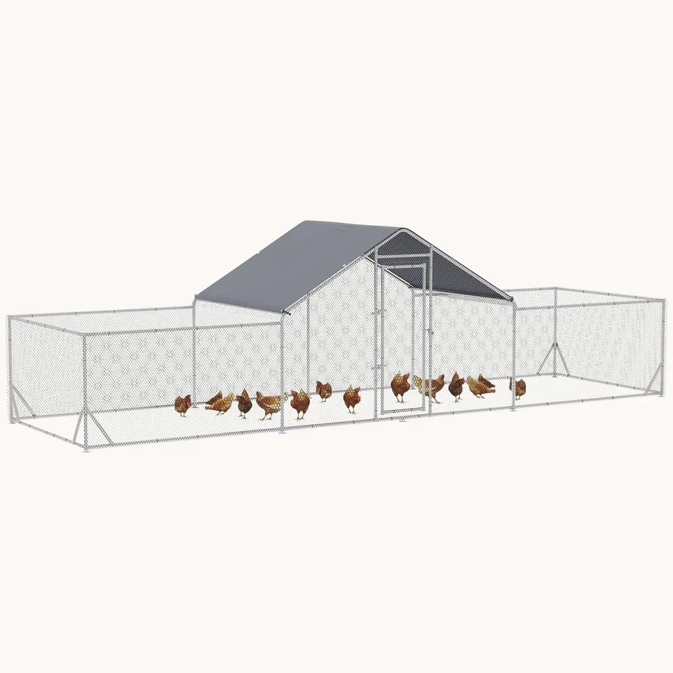 pawhut-enclos-poulailler-m-tallique-walk-in-23-x-6-6-argent image 1