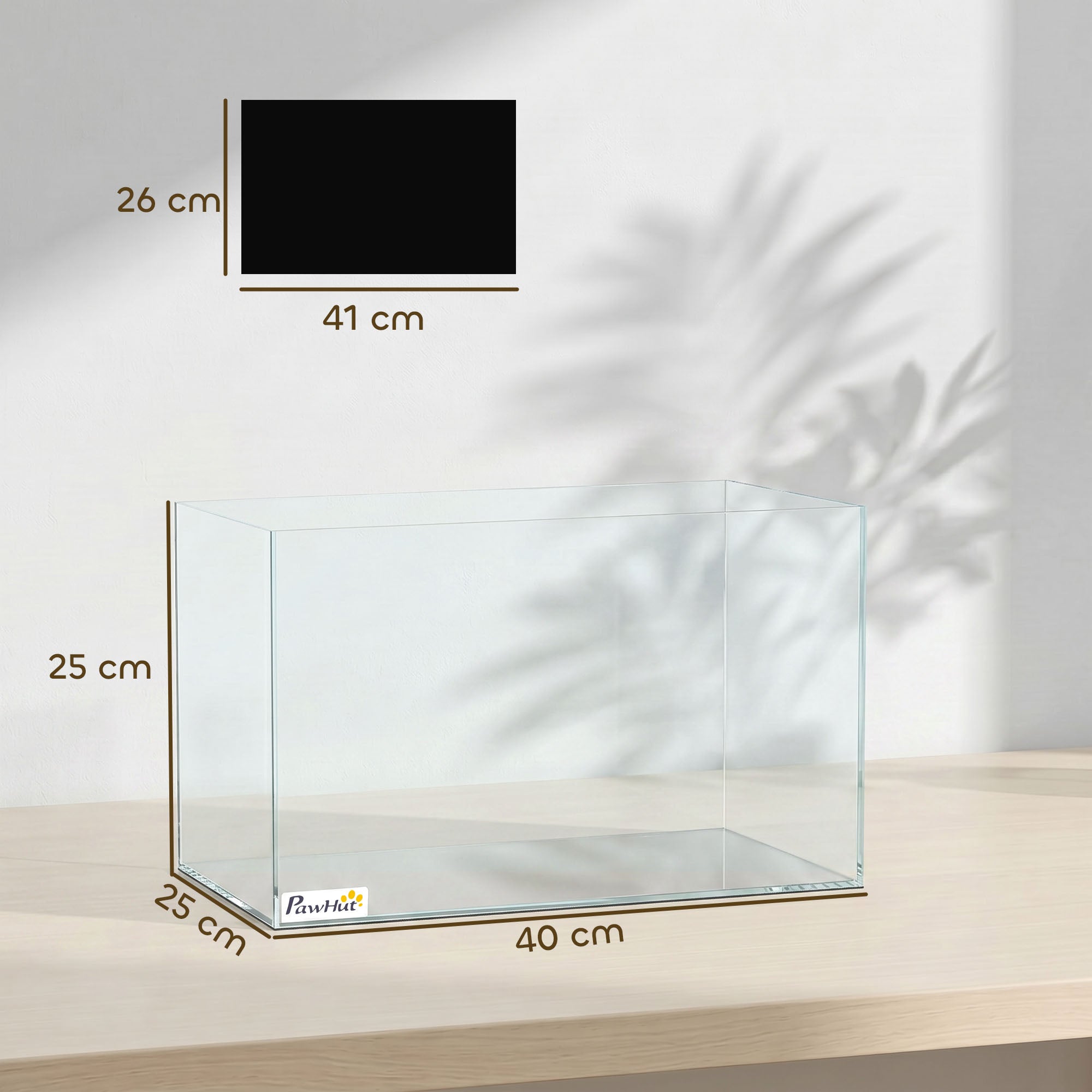 pawhut-aquarium-verre-24l-40x25x25cm-avec-tapis-de-protection-transparent image 5
