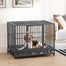 pawhut-cage-chien-robuste-43-roulettes-verrouillables-double-porte-gris image 3