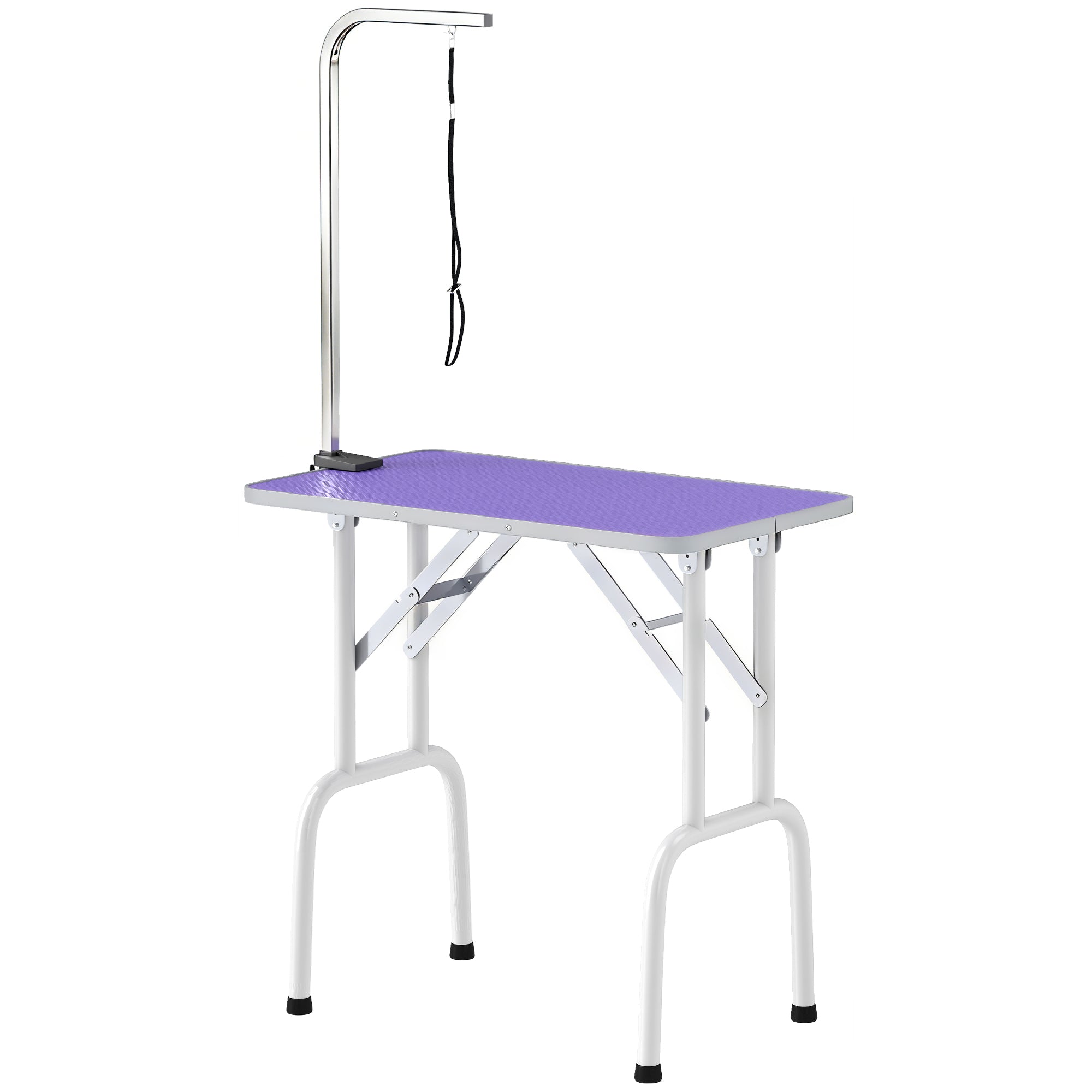 pawhut-table-de-toilettage-pliable-32-avec-bras-r-glable-et-dessus-antid-rapant--2 image 2