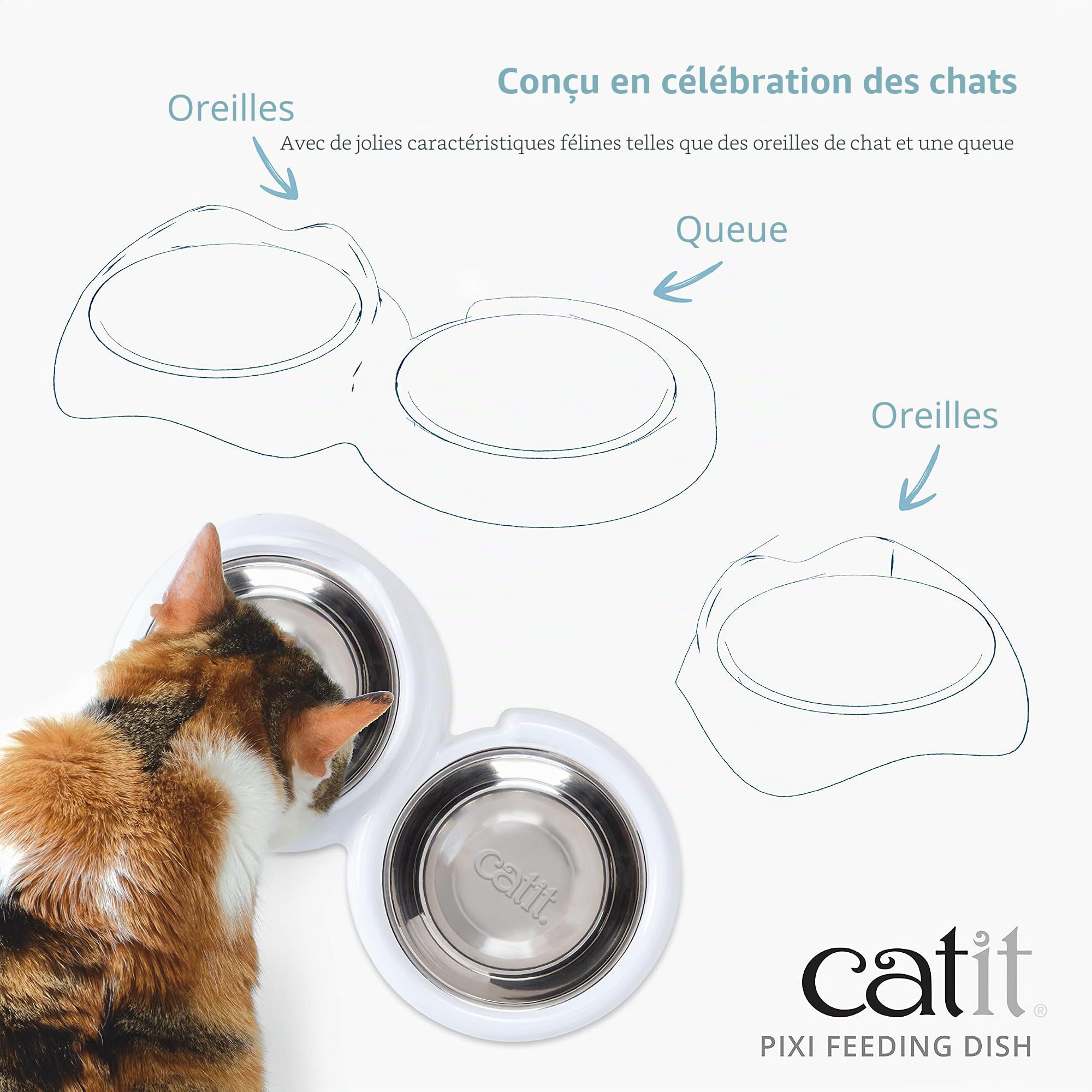 catit-pixi-gamelle-simple-blanche-pour-chat-avec-insert-inox-200-ml image 3