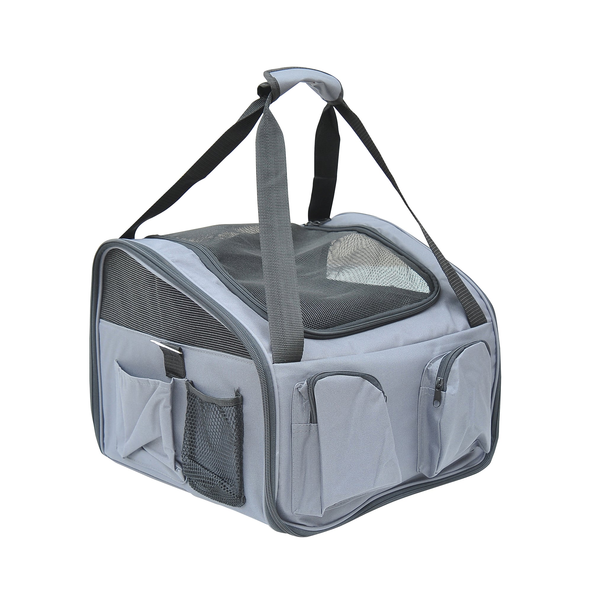 pawhut-sac-de-transport-pliable-gris-41x34x30-cm-pour-chats-et-petits-chiens image 2