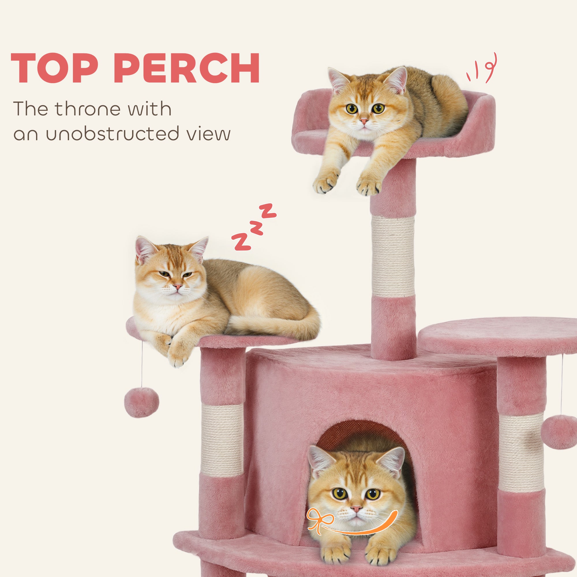 pawhut-arbre-chat-157-cm-avec-2-niches-hamac-et-perchoirs-rose image 8