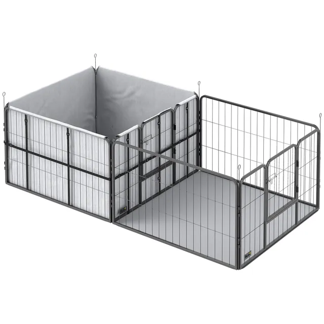 pawhut-caisse-de-mise-bas-modulable-avec-housse-et-tapis-pour-chien image 1