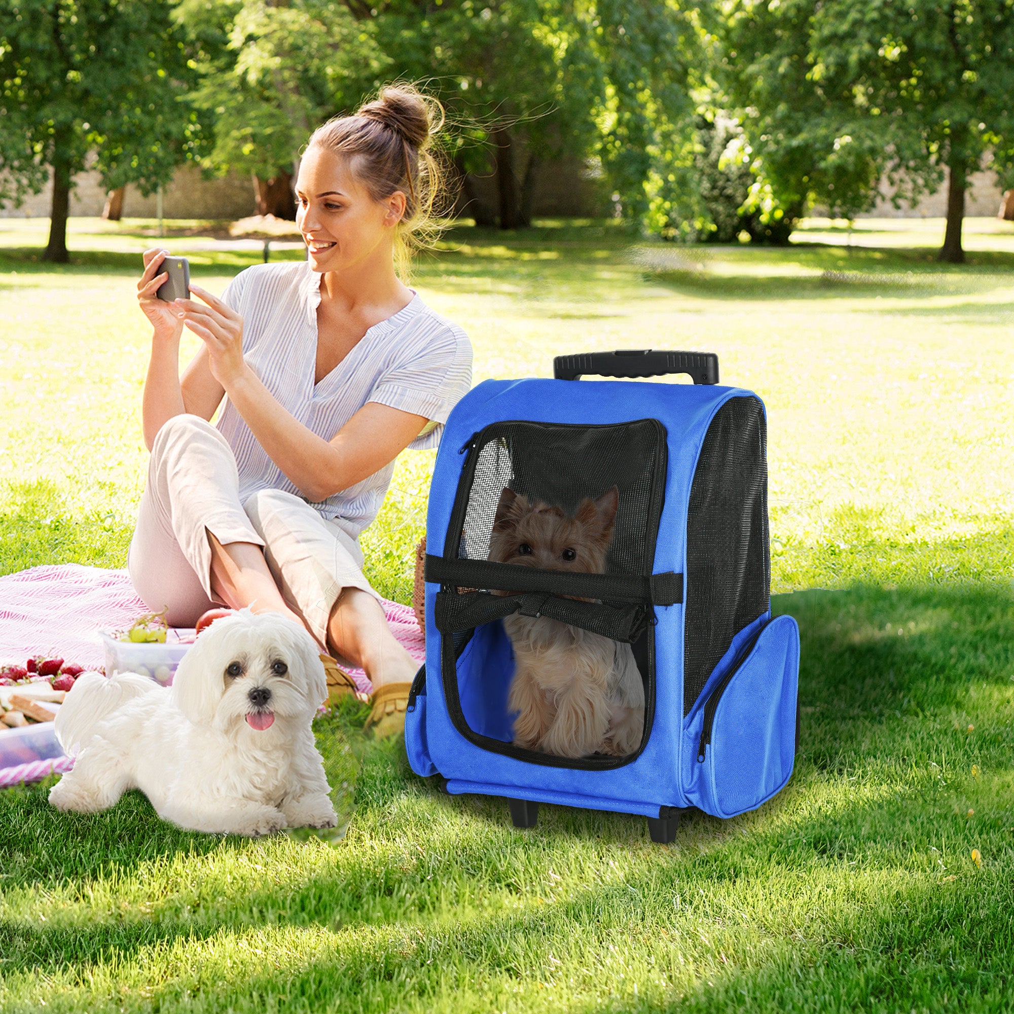 pawhut-sac-de-transport-pour-animal-avec-trolley-t-lescopique-et-roues-42-x-25-x image 3