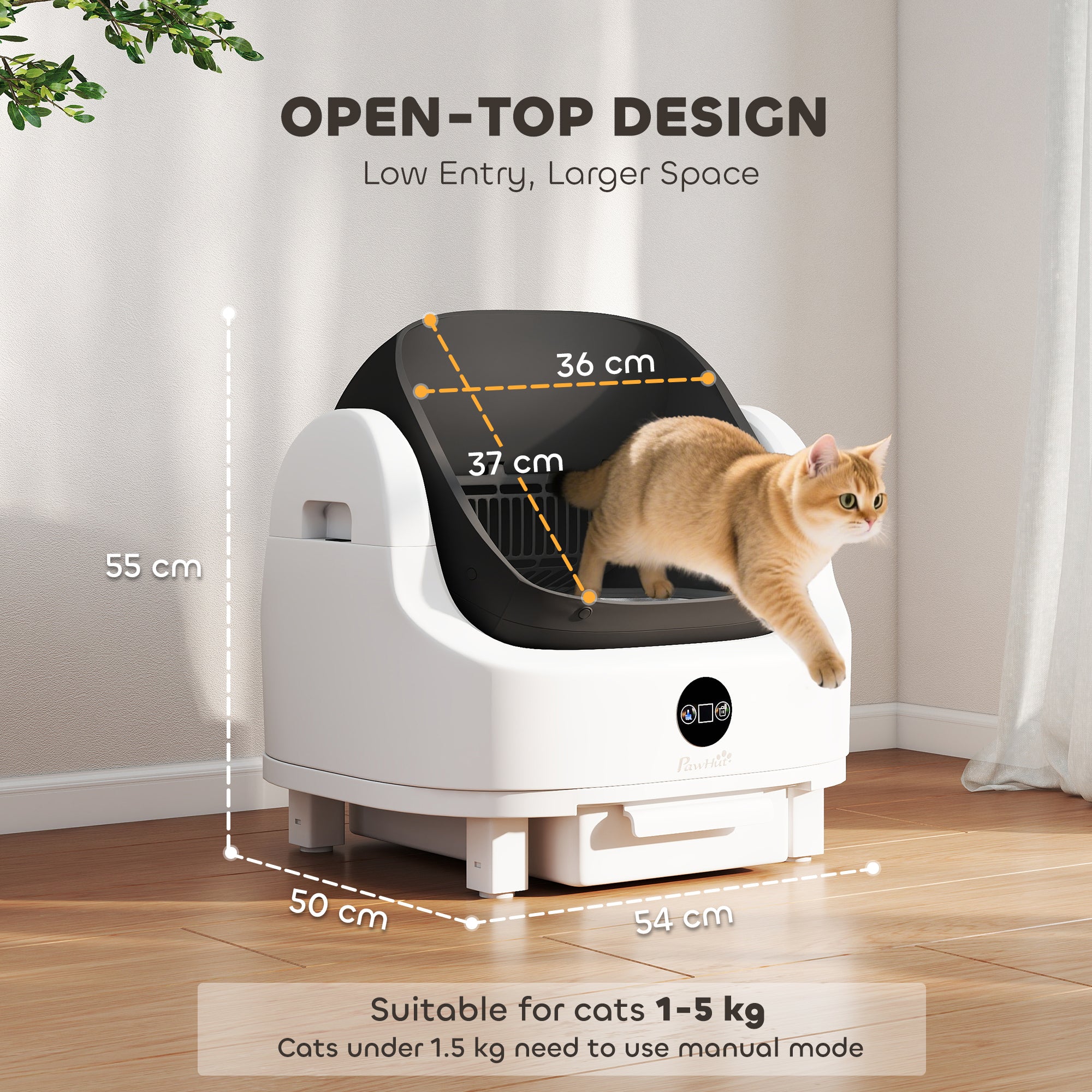 pawhut-liti-re-autonettoyante-ouverture-dessus-pour-chats-seniors image 5
